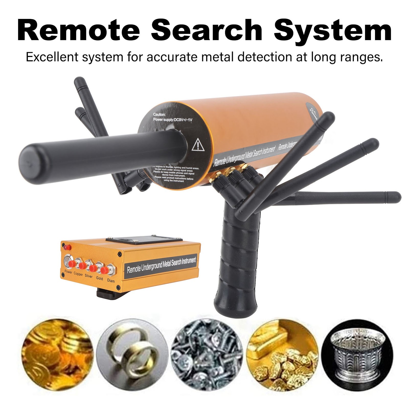 AKS Metal Detector Handheld 6 Antenna Metal Pinpointer 30m Depth 1200m Range