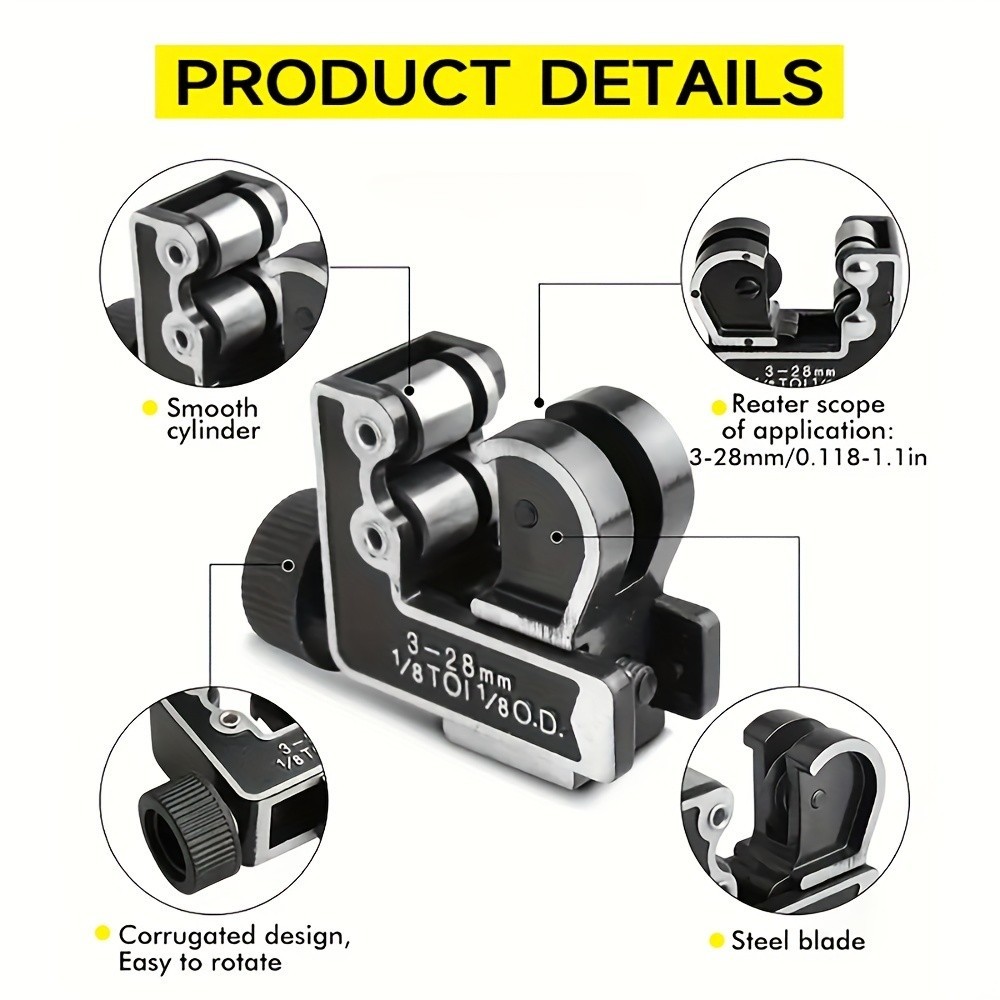 Type C Tube Cutter – Cuts Copper, Aluminum, Plastic Pipes 3-28mm, Plumbing Tool