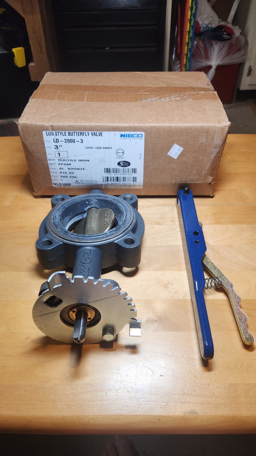 NEW NIBCO LD-2000-3 LUG STYLE BUTTERFLY VALVE 3″ 200PSI LEVER-LOCK NLG100F