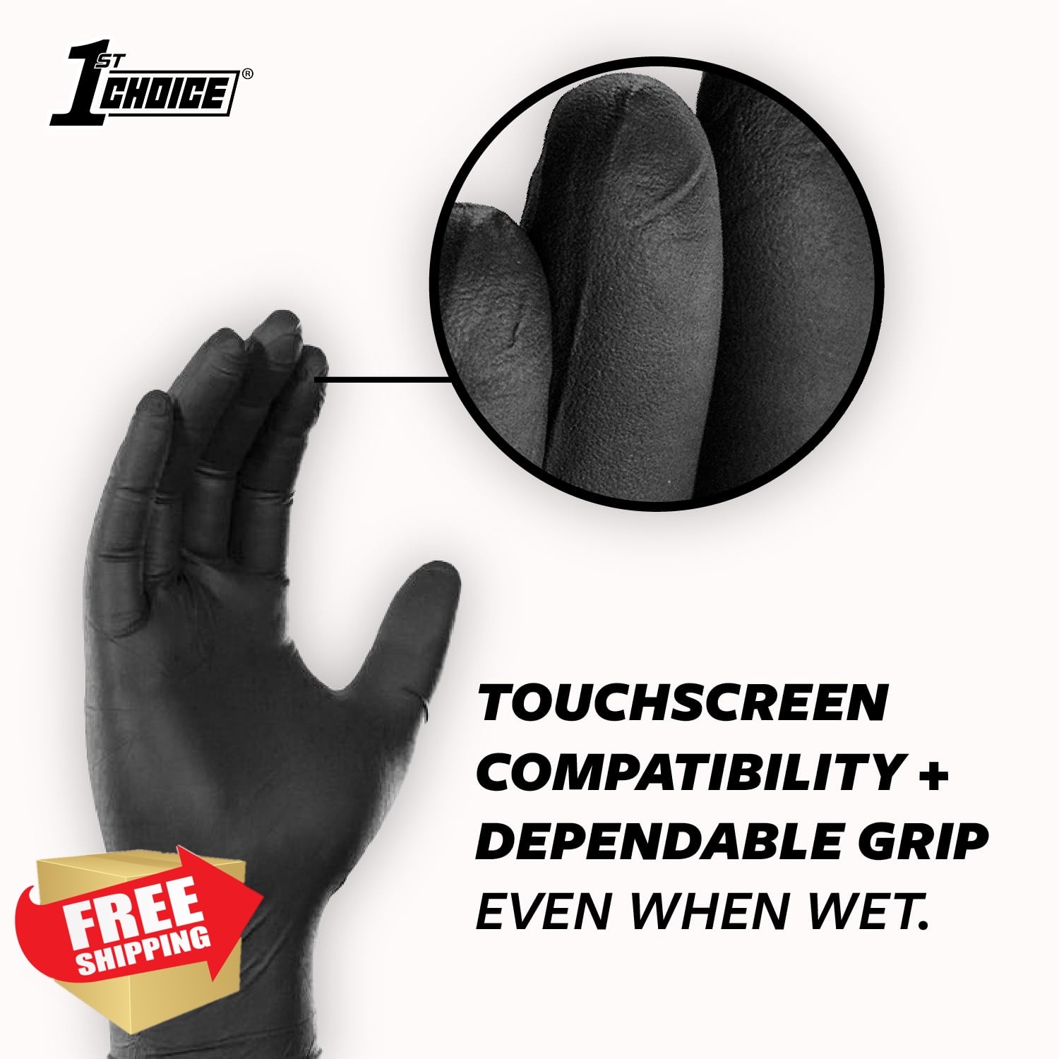 1st Choice Nitrile Gloves Medium Case 1000 Black 6 Mil