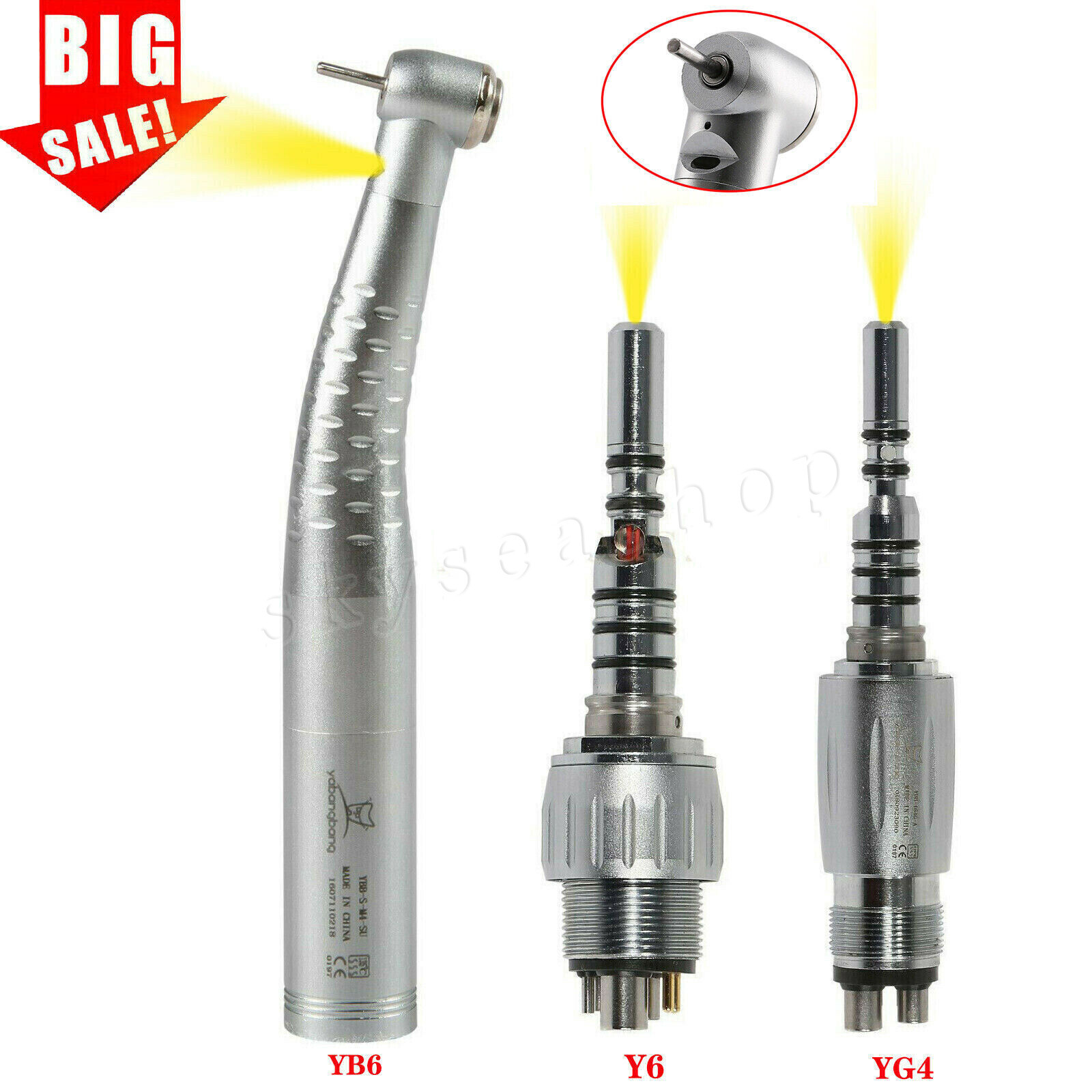 YABANGBANG Dental Fiber Optic LED High Speed Handpiece / LED Quick Coupler 4H/6H