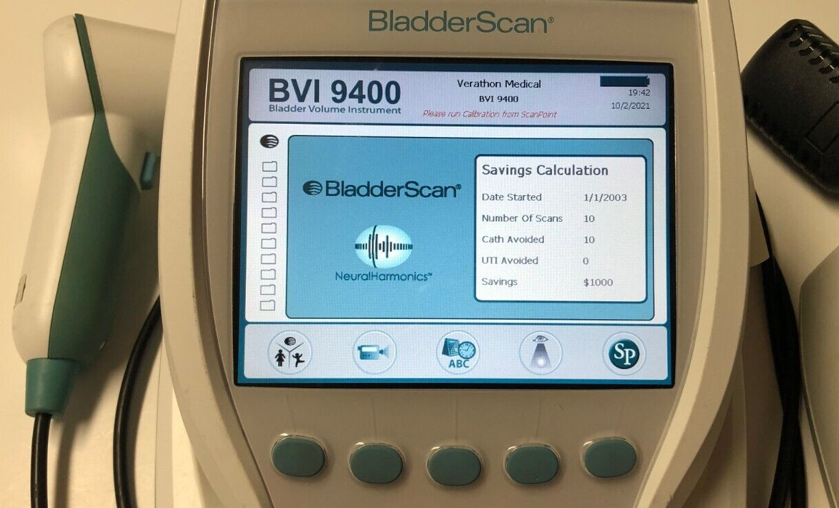 Verathon Bladder Scan Scanner BVI 9400 Ultrasound Probe Battery Dock 0570-0190