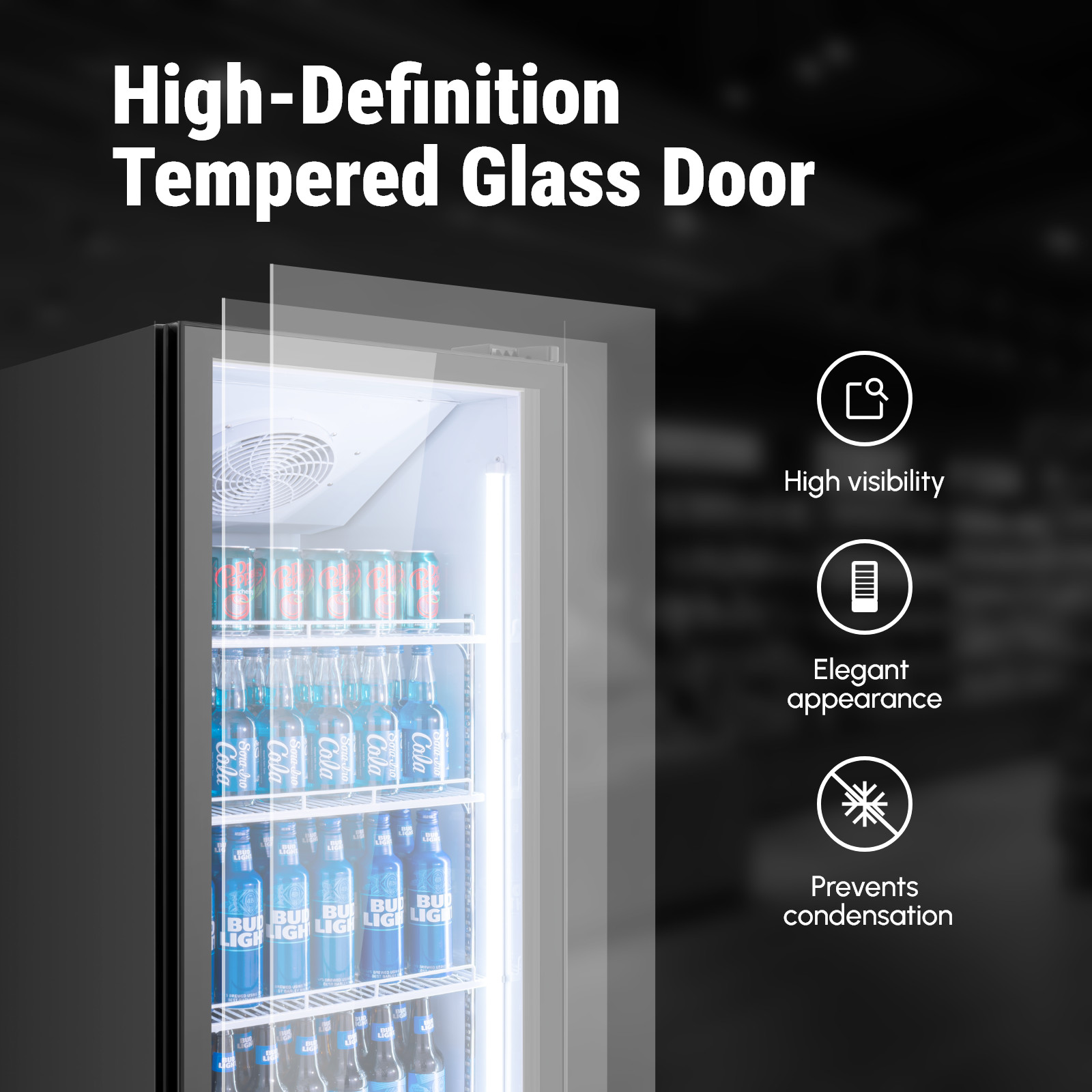 Yeego 12.4Cu.ft Commercial Glass Door Merchandiser Beverage Display Refrigerator