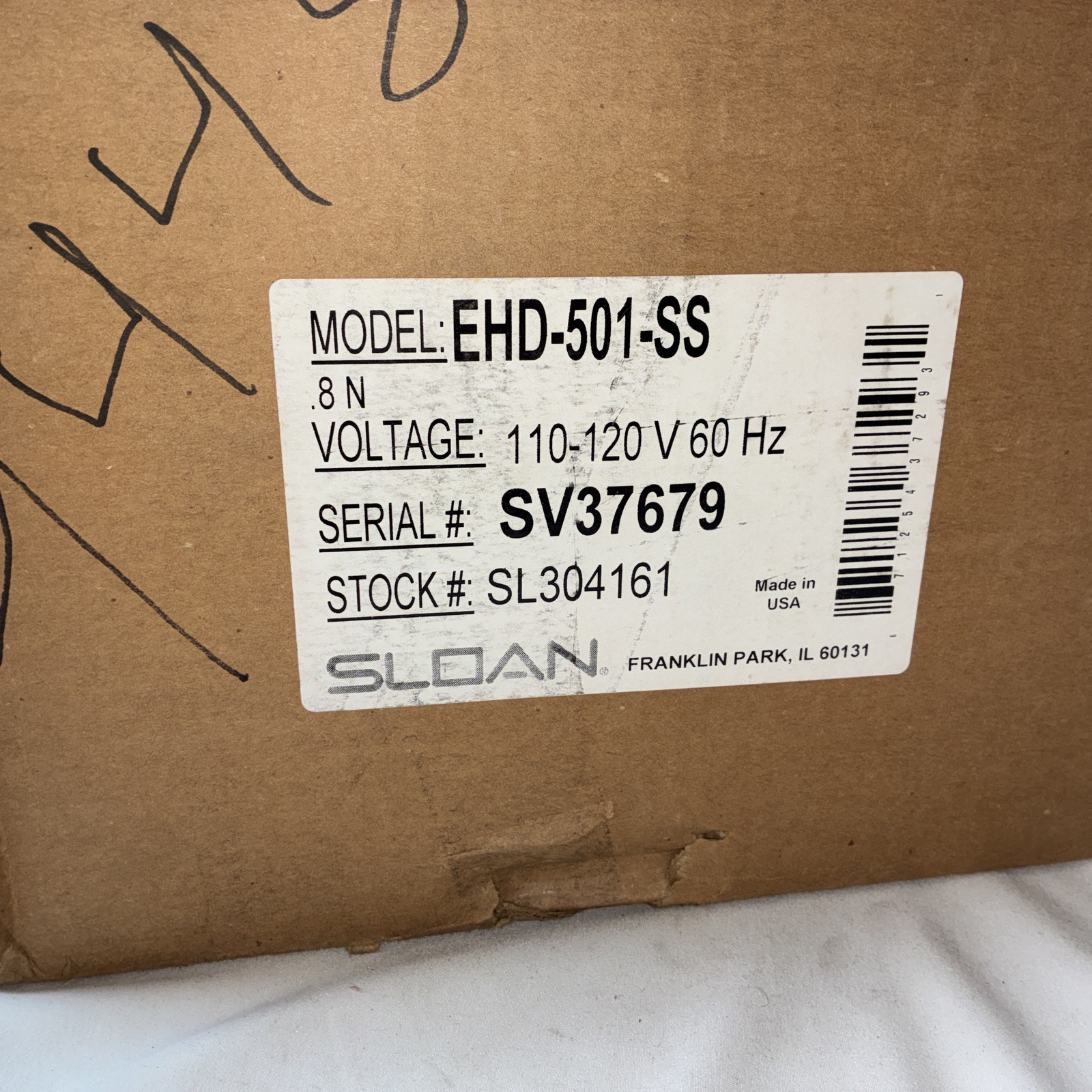 SLOAN XLERATOR MODEL EHD-501-SS WALL MOUNTED Automatic Hand Dryer