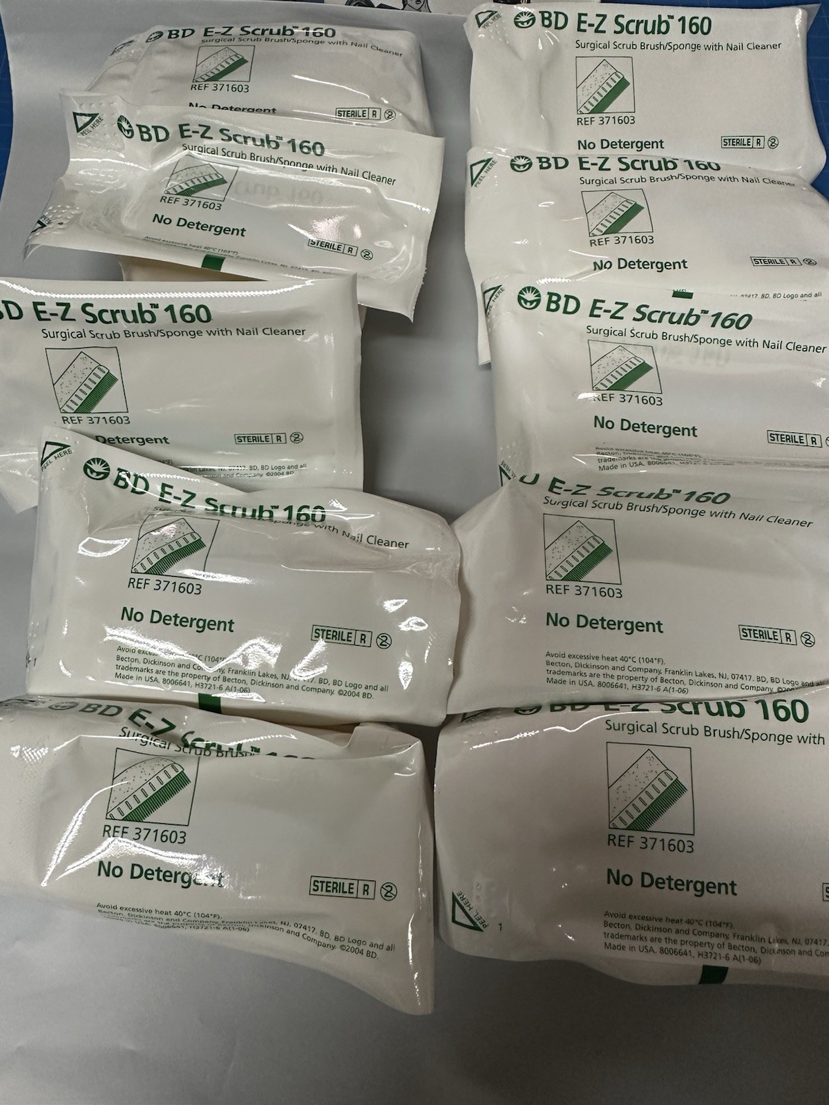 10 Pack BD E-Z Scrub 160 371603 No Detergent Surgical Scrub Brush