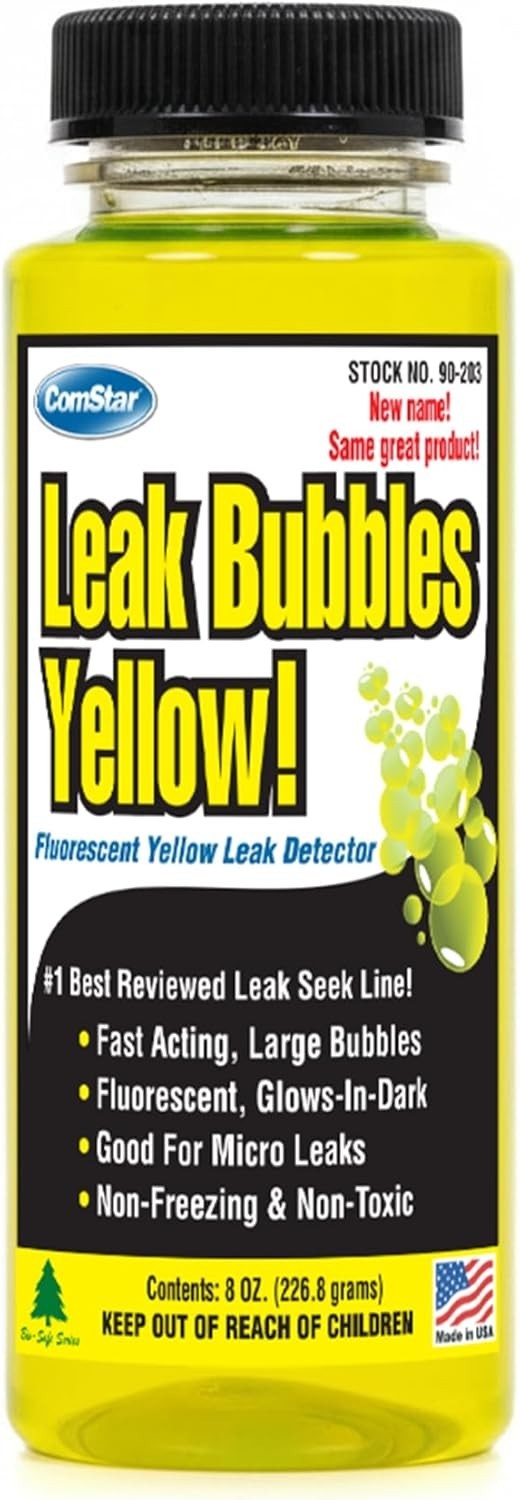 Leak Bubbles Yellow, 8 Ounces, HVAC & Gas Detector, Fastest-Acting Leak Detec…