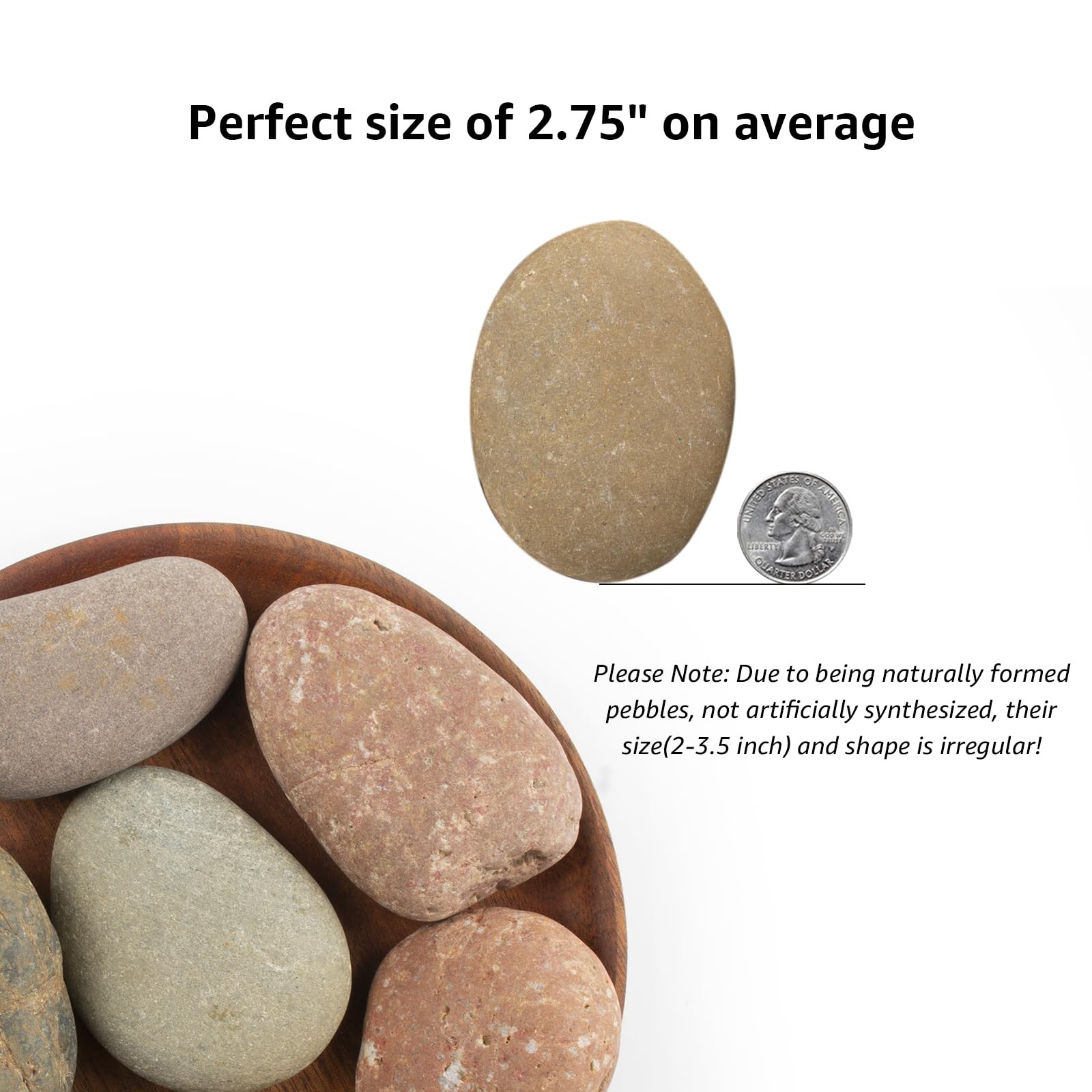 40 LBS Large Natural River Rocks – 2-3.5 Inch Unpolished Decorative Pebbles f…
