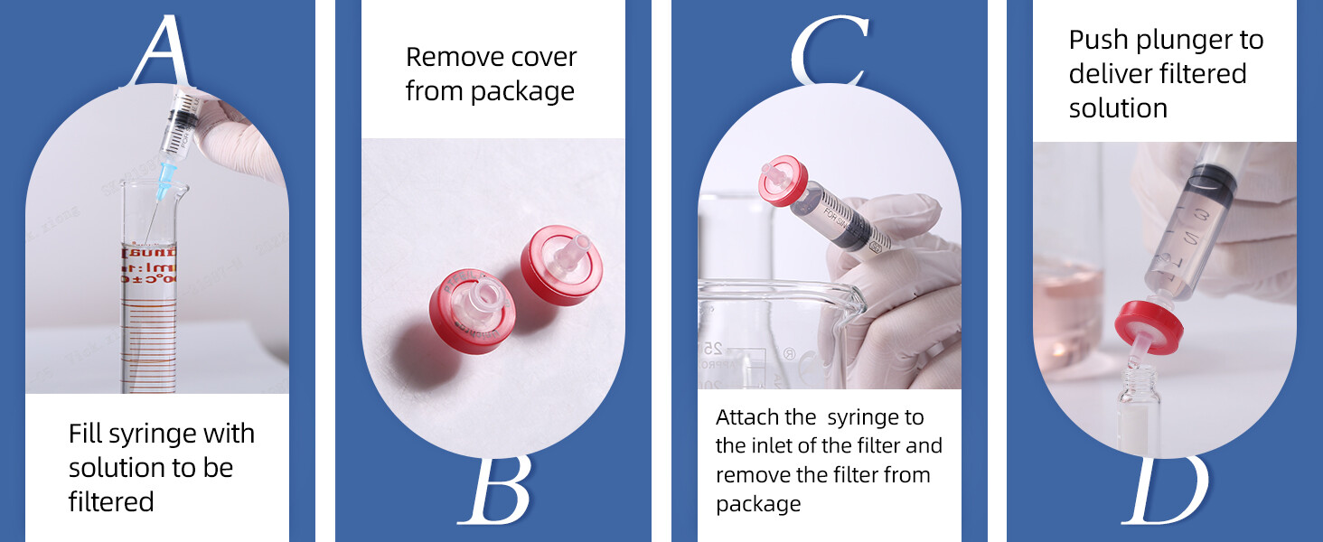 100pcs PTFE No-Sterile Syringe Filters 25mm 0.45μm Hydrophilic HPLC Wheel Red US