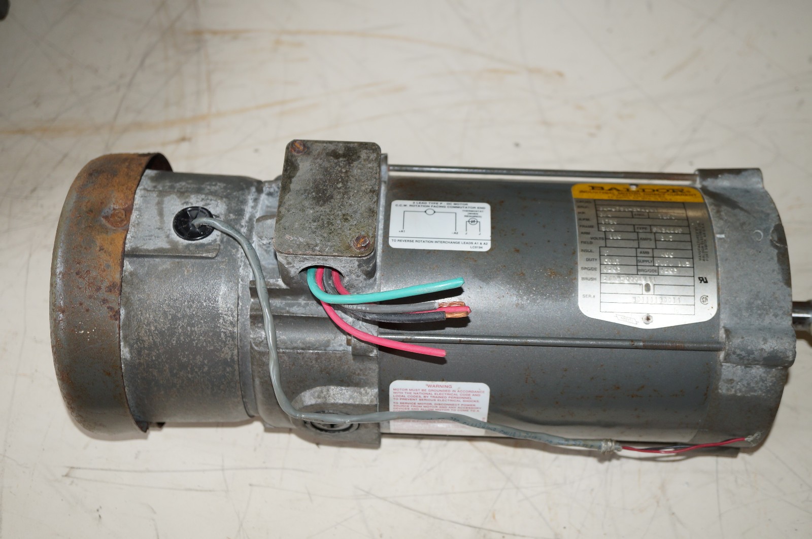 BALDOR DC Motor 3/4 HP, 180V, 1750 RPM, IEFC, PM3428P, 34-6751-394661, 5/8 Shaft