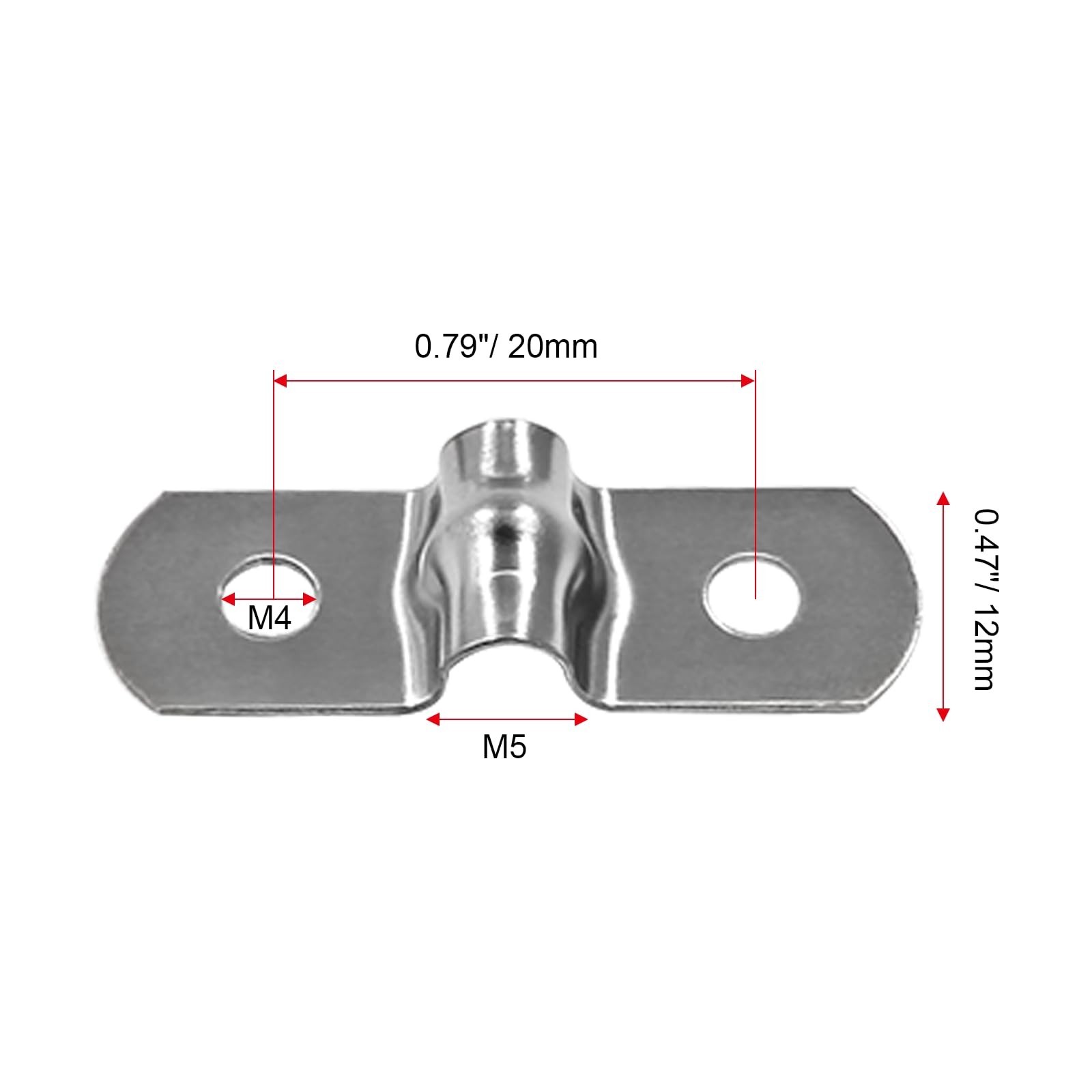 50-Pack M5 Stainless Steel Pipe Strap Clamps 3/16″ Two-Hole U Brackets