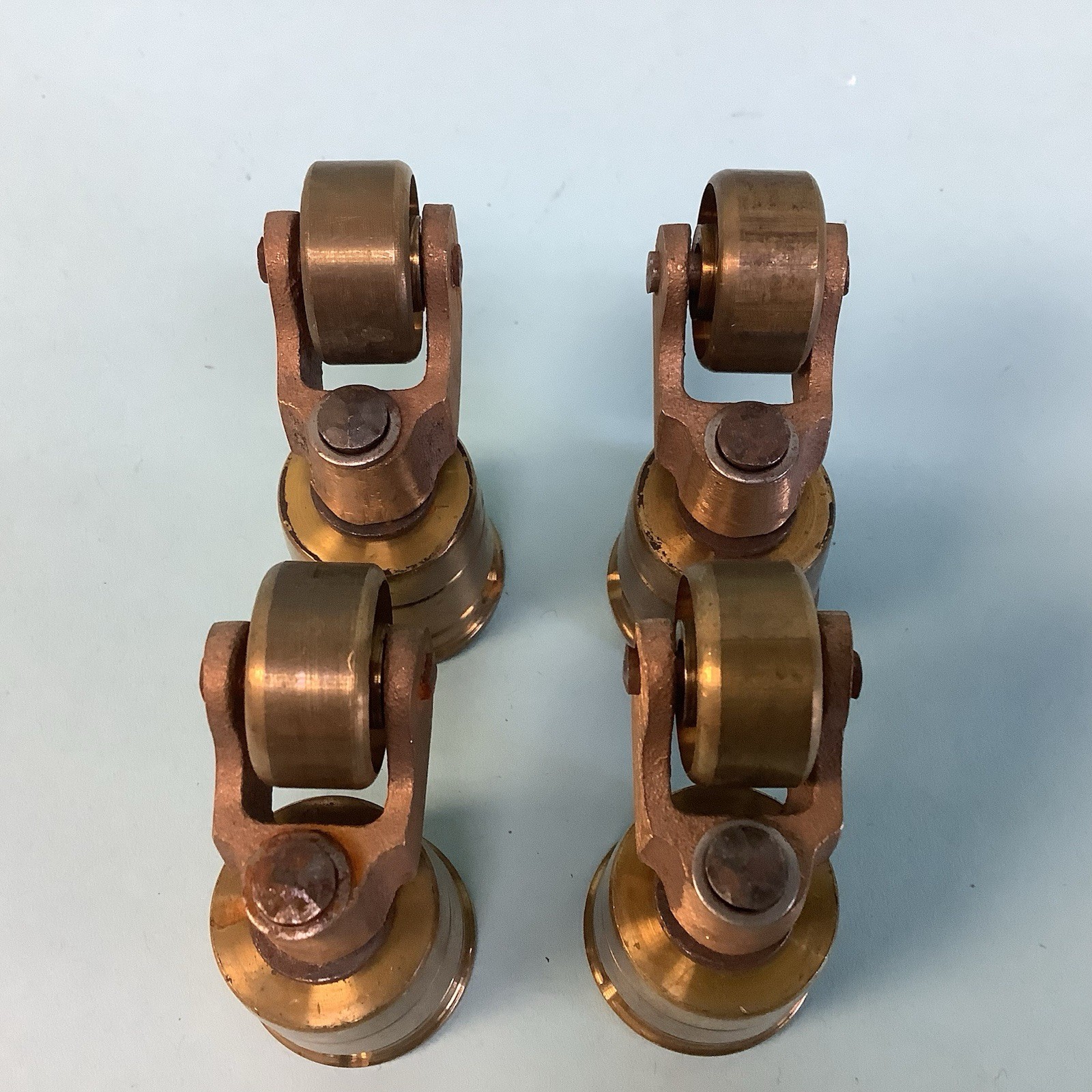 Set of 4 Brass Wheel Casters Fits 3/4” Diameter Tapered Leg