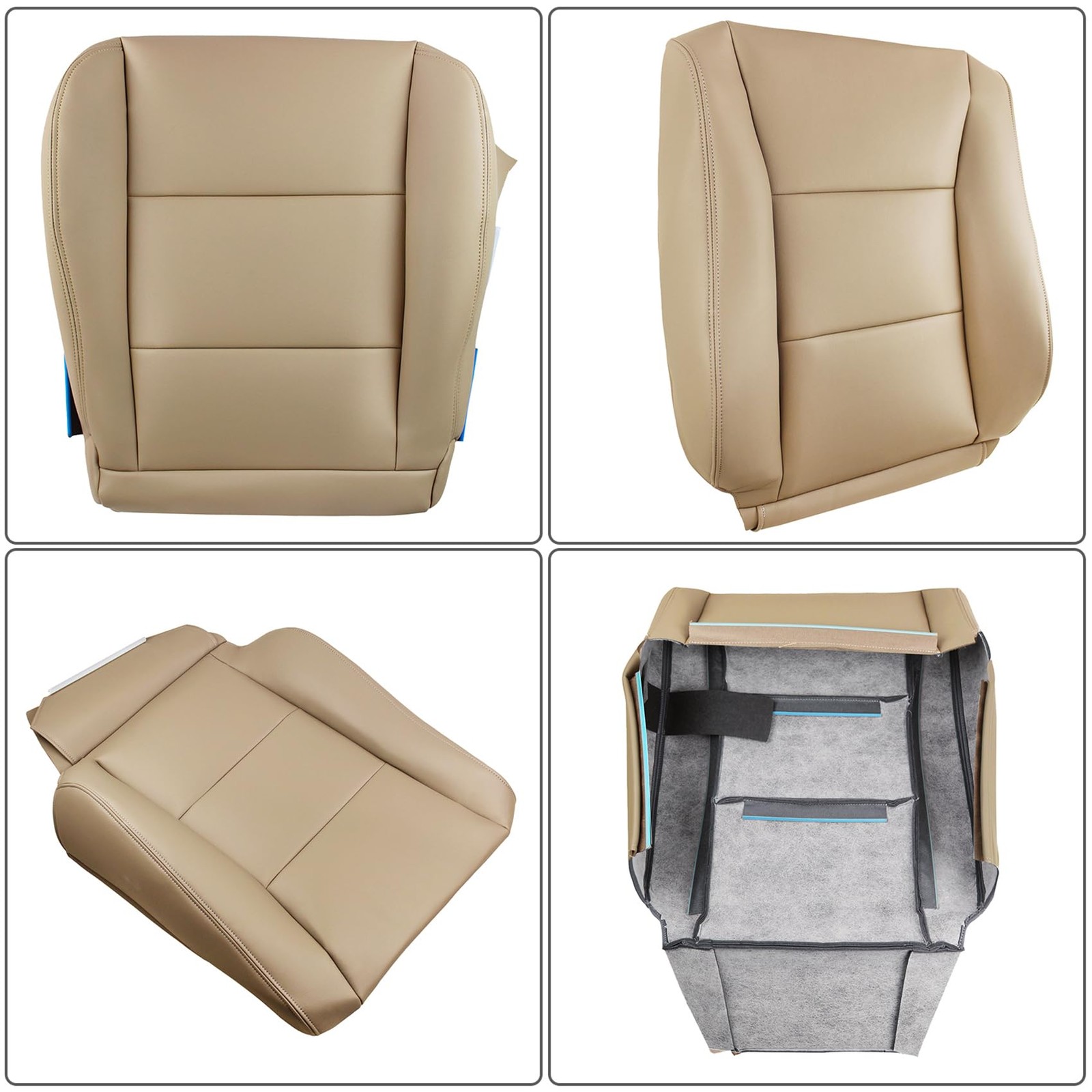 Front Driver Passenger Seat Cover Tan Leather for Land Cruiser 1998-2007