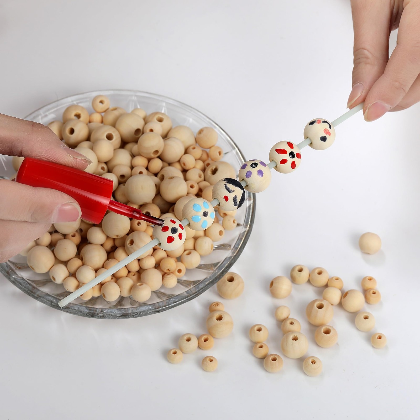 Secmity 280pcs Wooden Beads for Crafts 5 Sizes Unfinished Wood Bead yellow