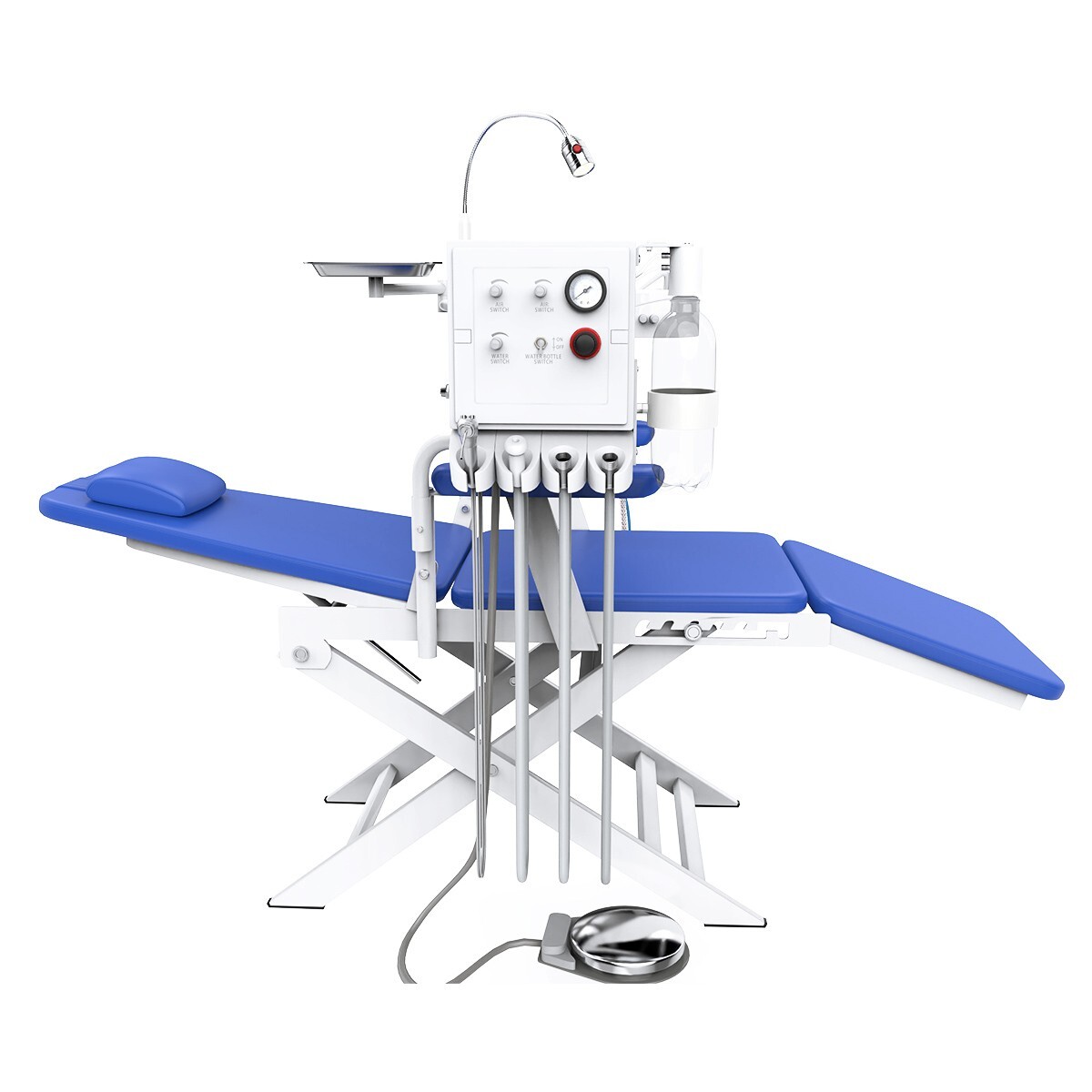 Dental Portable Mobile Folding Chair LED Light Air Turbine Unit 4 Hole Blue