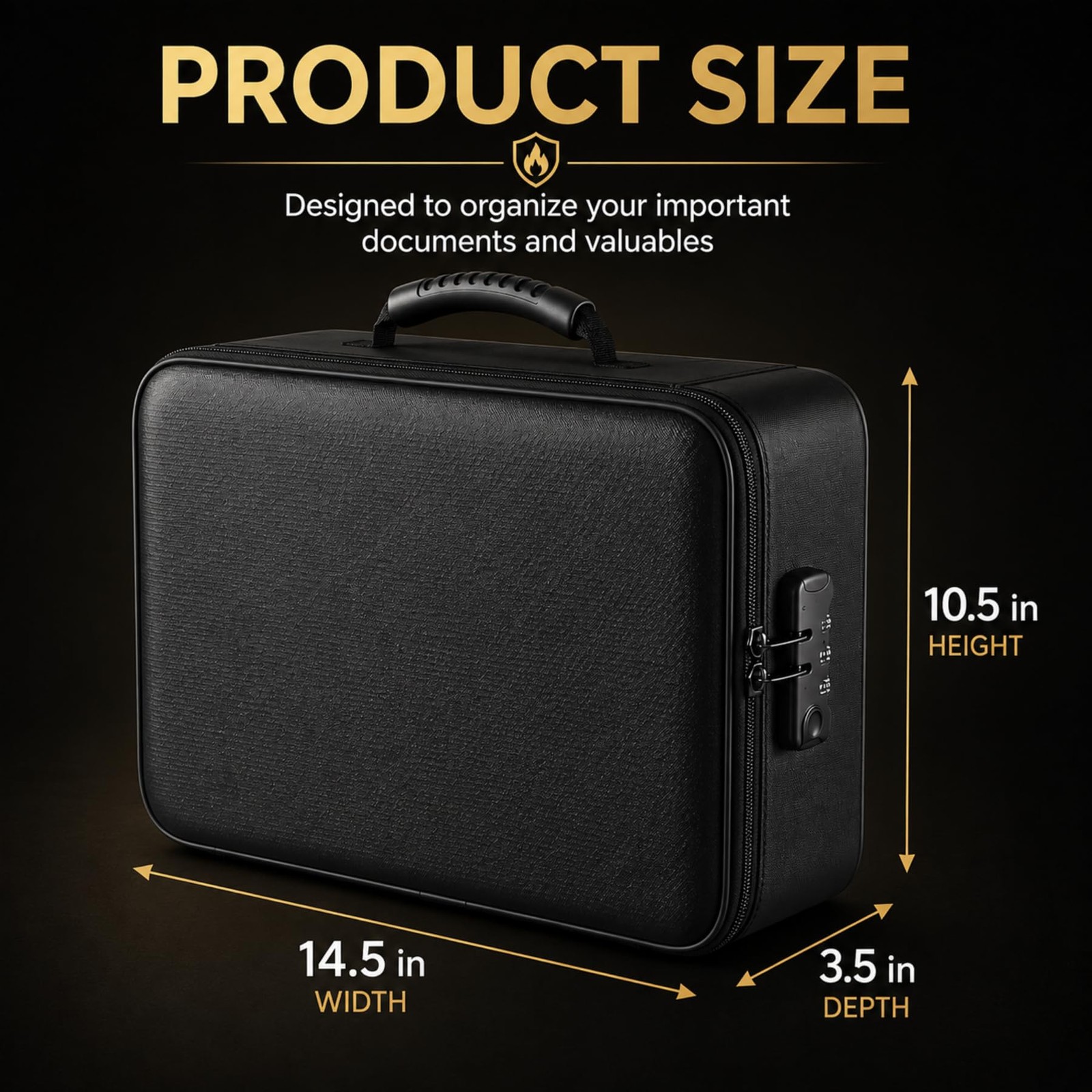 Fireproof Soft-Shell Document Box W/ Lock Water-Resistant File Organizer 1PC