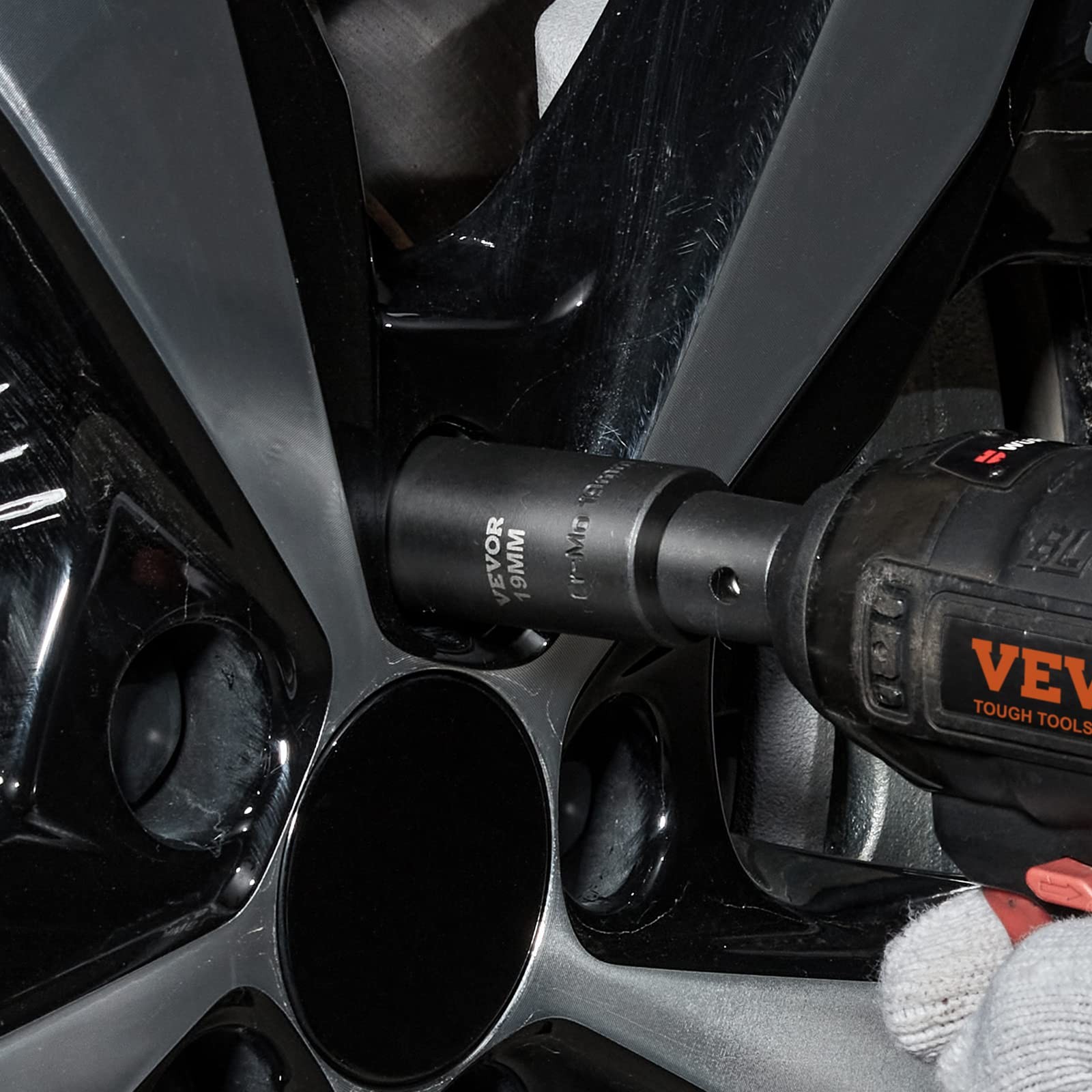 VEVOR Impact Socket Set 1/2 Inches 26 Piece Deep Sockets, 1/2», Black