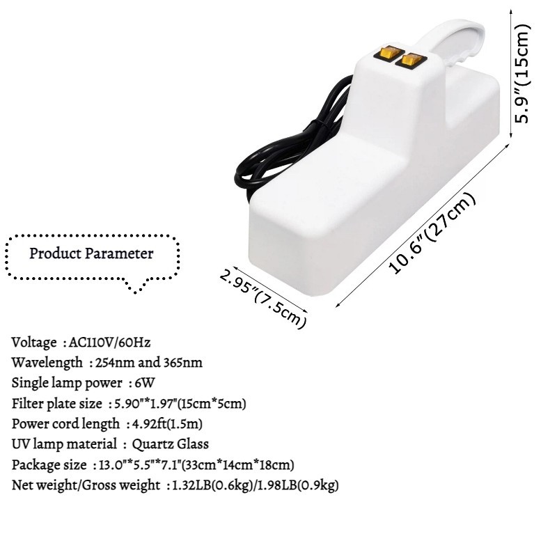110V 60Hz Portable UV Analyzer Ultraviolet Detection Lamp 254nm 365nm