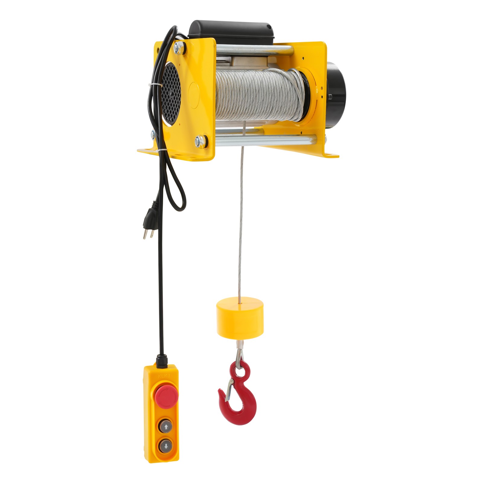 Electric Hoist Winch 881LBS for Lifting or Towing, Wire Rope 30m, Yellow, 1000W