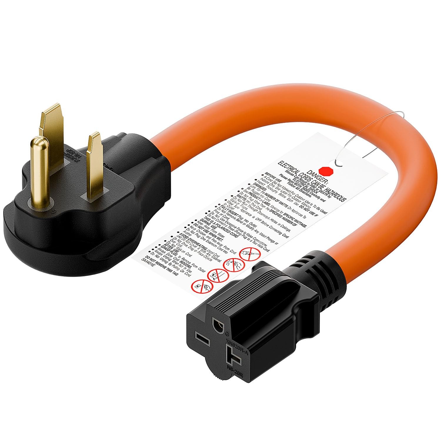 1.5FT Nema 6-50P to 6-15R/6-20R Welder Power Adapter Cord, 6-50P 50-Amp to 6-20R