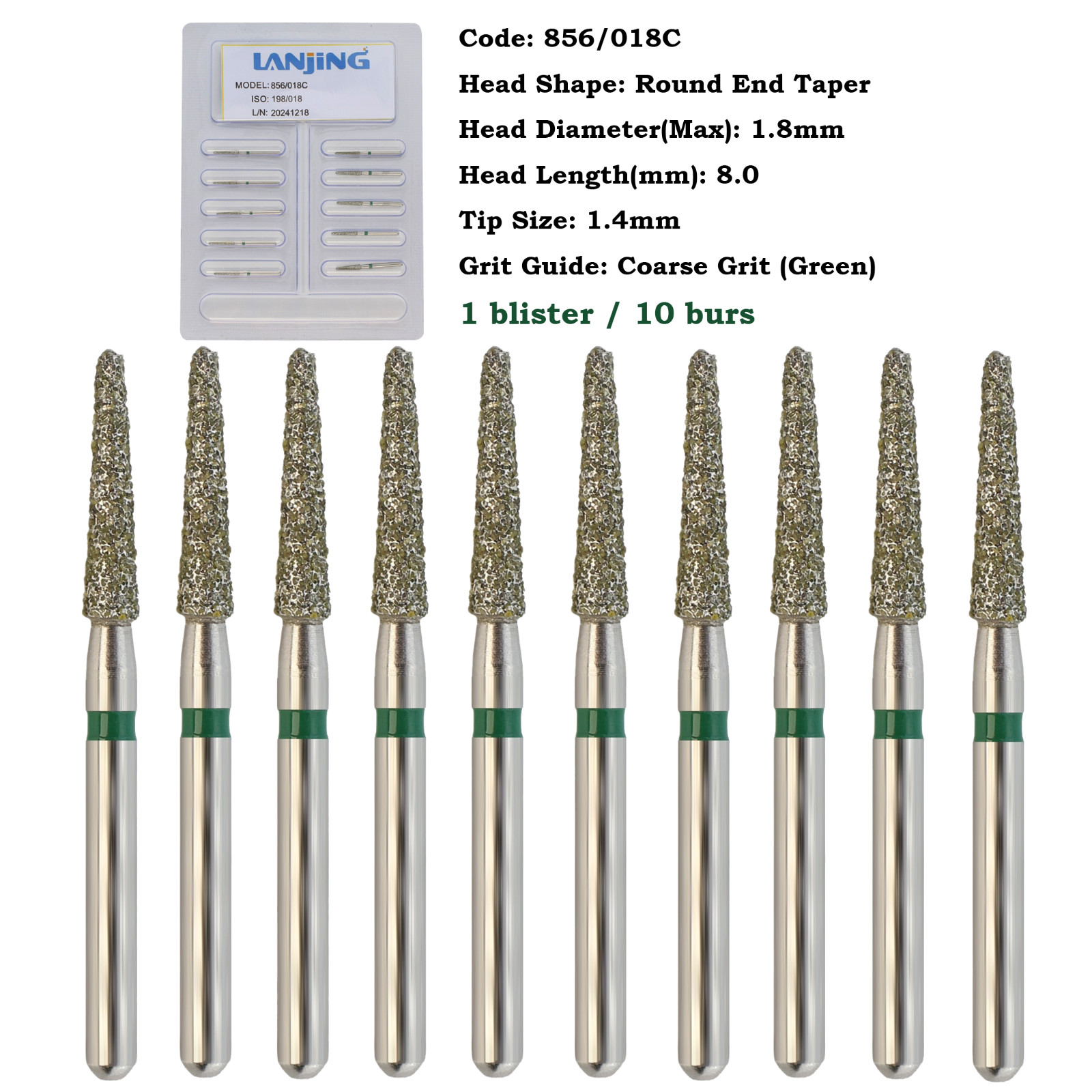 Dental Diamond Burs FG Round End Taper Bur Super Coarse Fine 856 850 High Speed