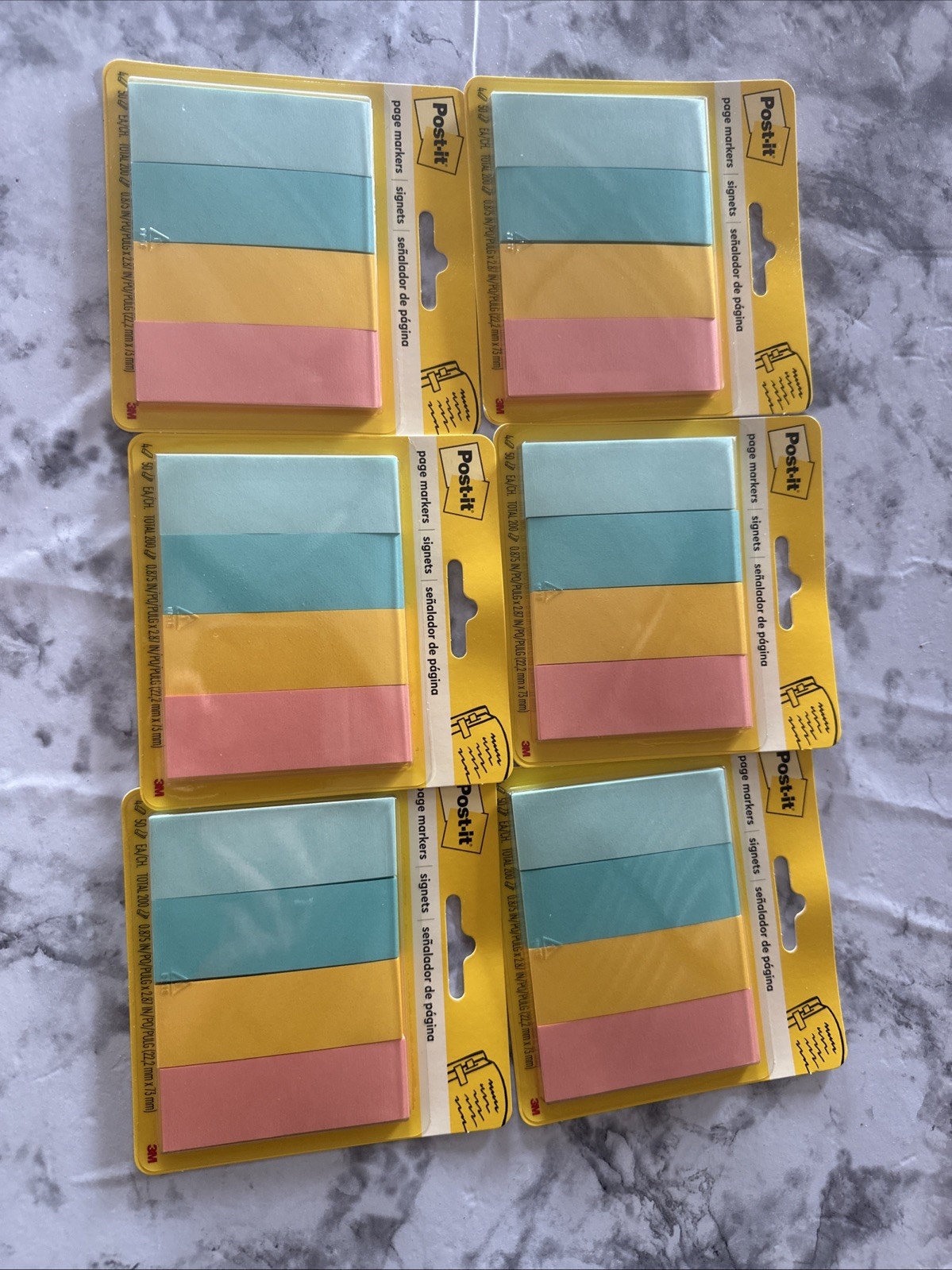 LOT OF 6 Packages Of Post-it Page Markers Four Colors Pastel