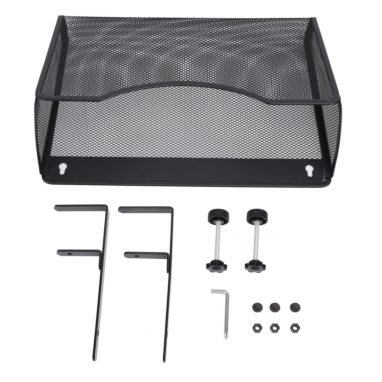 Adjustable Desk Side Storage Organizer Carbon Steel & PP For Office (Black)