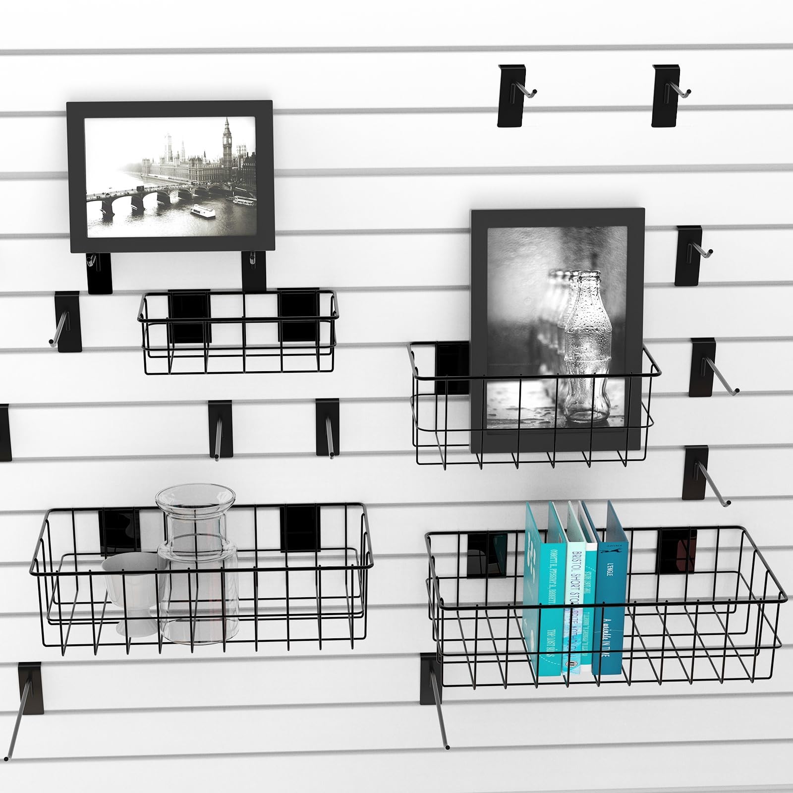 28 Pieces Slatwall Accessories Organizer Kit with Slatwall Hooks, Slatwall Bi