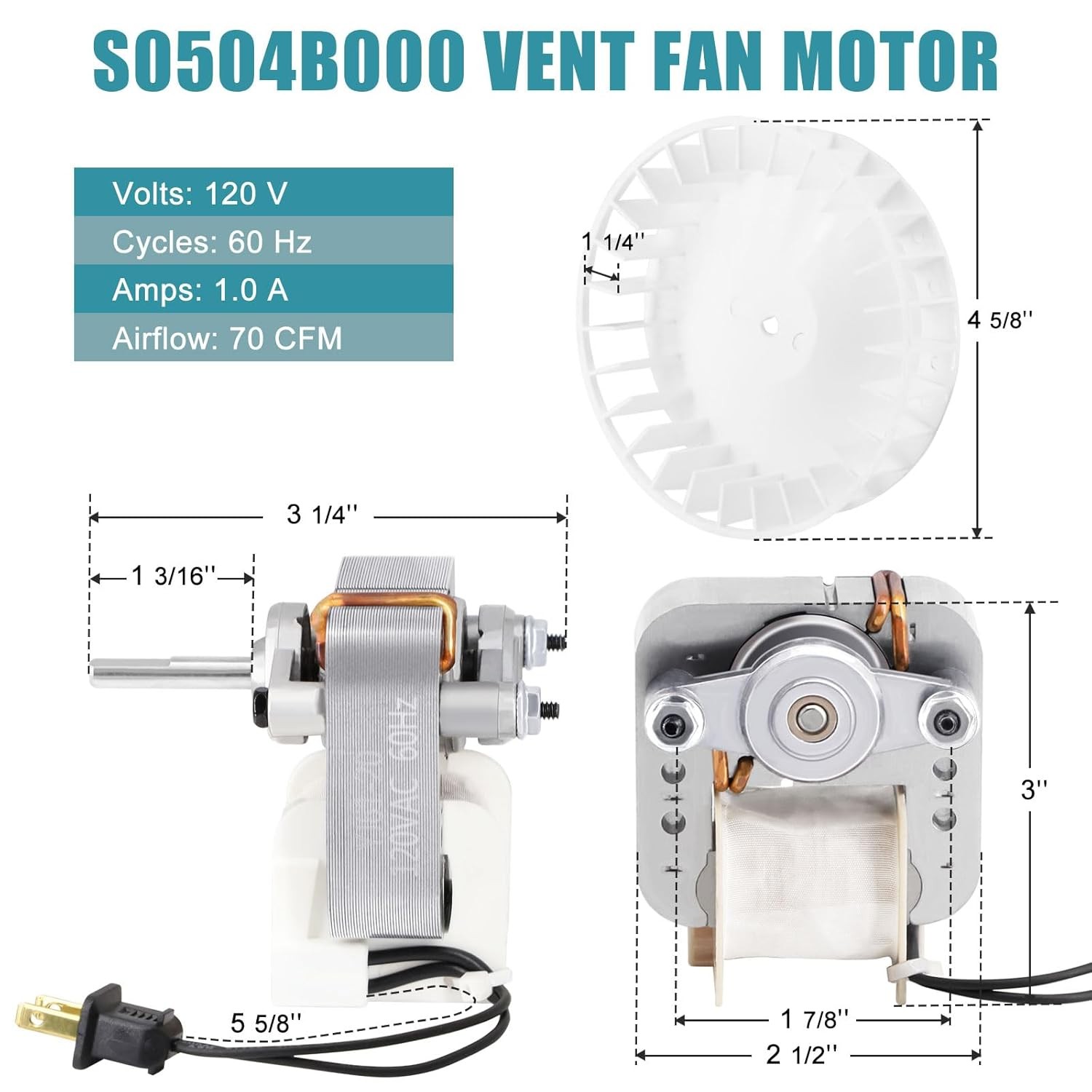 For Broan Nutone 769RL B Unit,769RF,769RL B Unit,S0504B000 Fan Motor Replacement