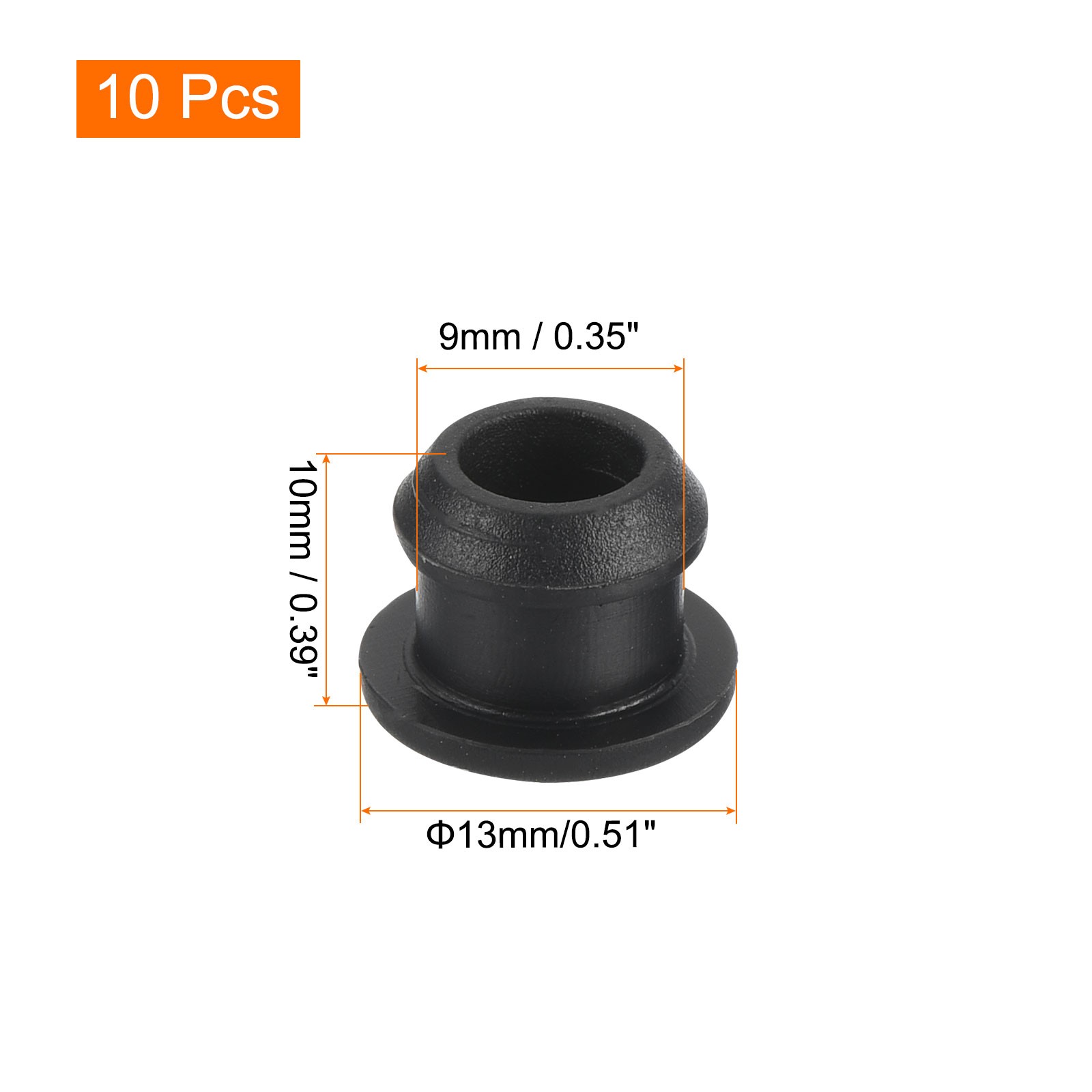 10Pcs Silicone Snap in Locking Hole Plugs Seal Cover Panel Round 9mm Black