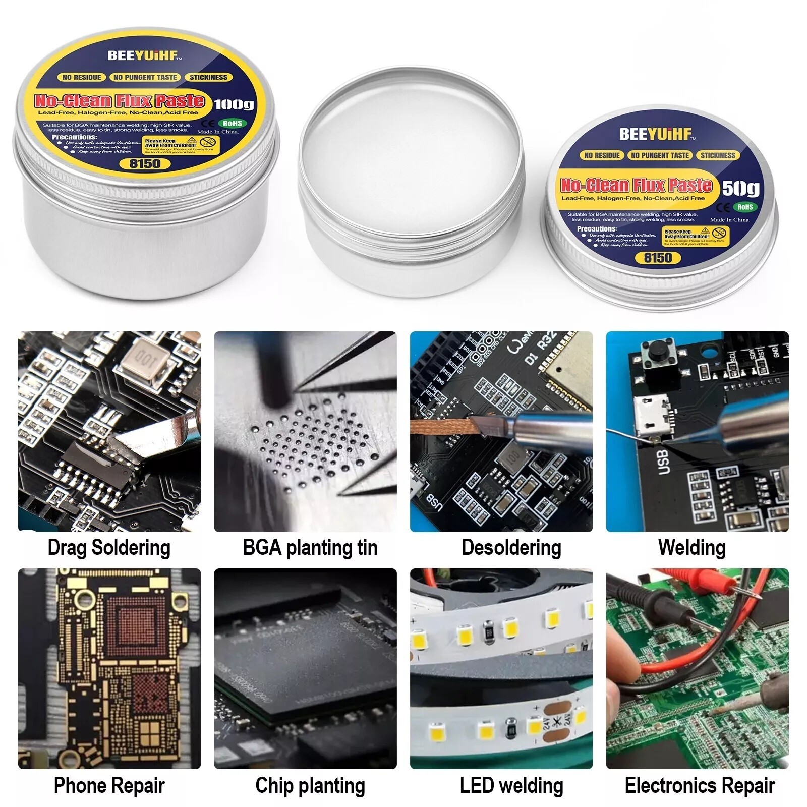 No-Clean Solder Iron and Paste Flux For PCB LED BGA SMD SMT 50Gram