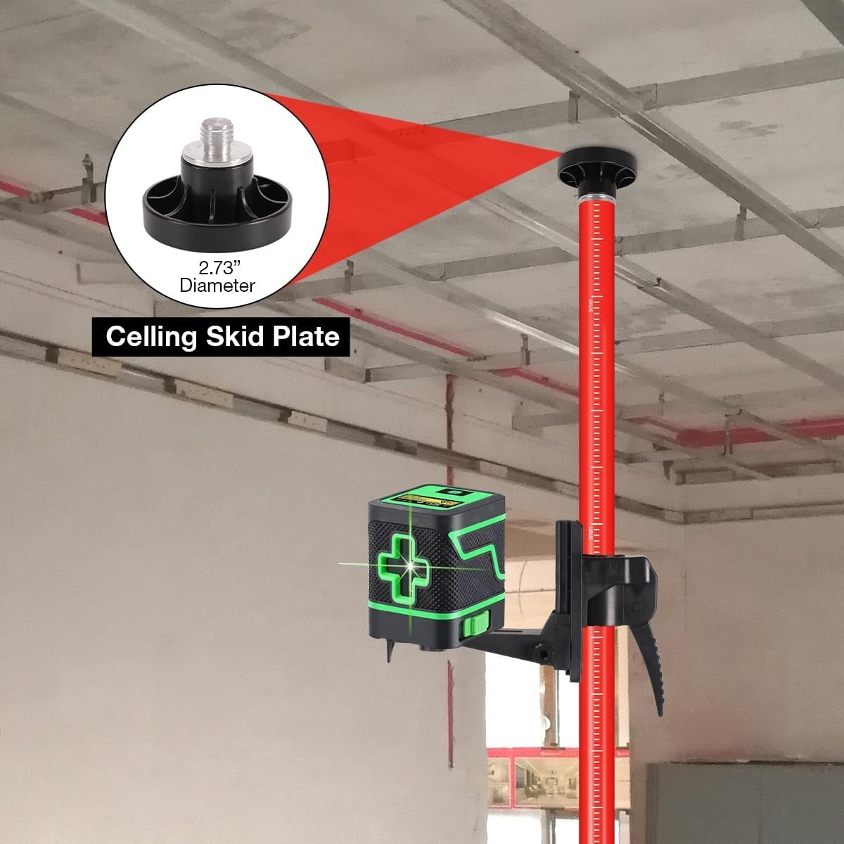 Telescoping Laser Level Pole, 12 FT/3.7 M Tripod Laser Pole with Adjustable M…