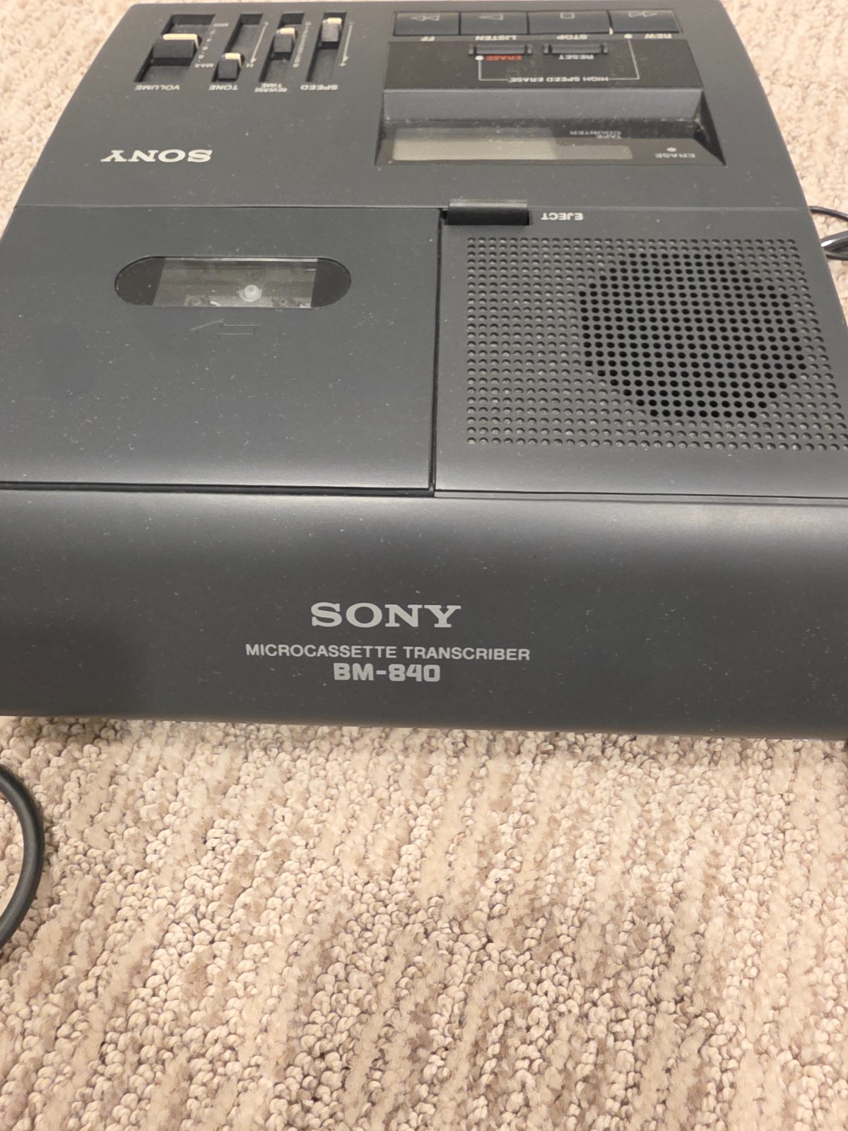 Sony Microcassette Dictator/Transcriber BM-850 Untested Foot Pedal/Headphones