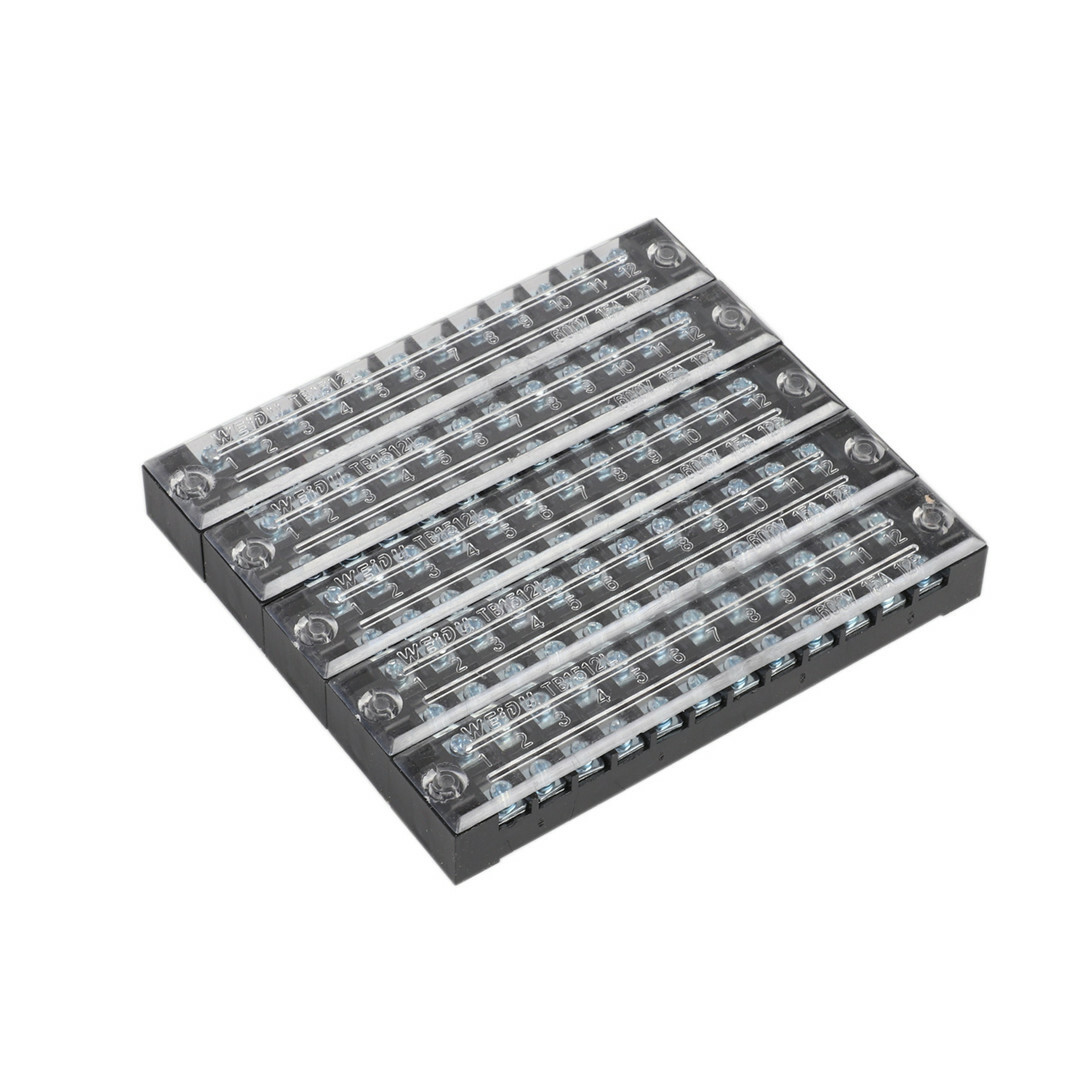 5Pcs Dual Row 12 Positions Screw Terminal Electric Barrier Strip Block 15A 600V