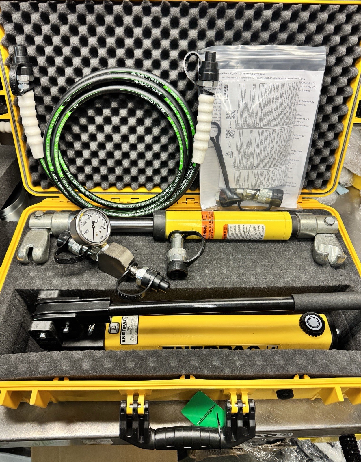 NEW 5 Ton Hydraulic Pull Set: Enerpac P392, RokSolid RSBRC46, WIKA Gauge + Case