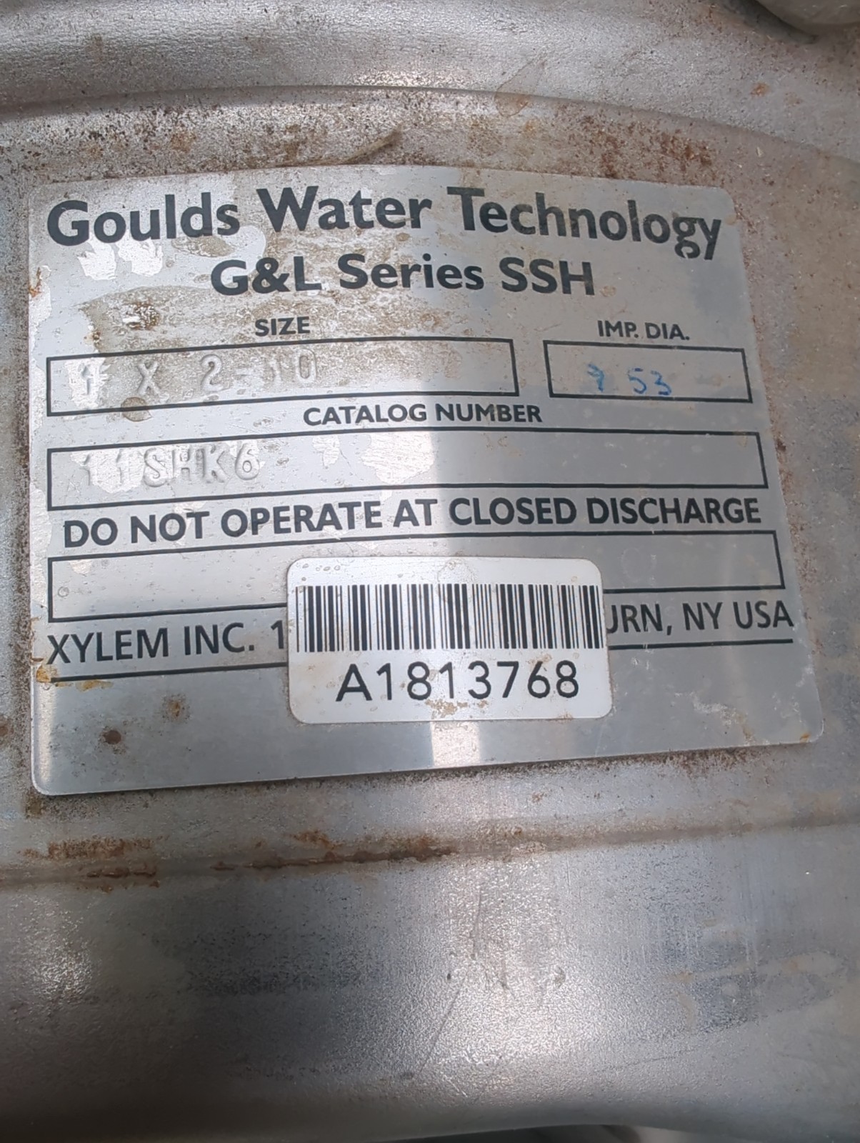 Baldor Reliance 3HP 230/460V 3PH Goulds 11SHK6 Stainless Centrifugal Pump 1×2-10
