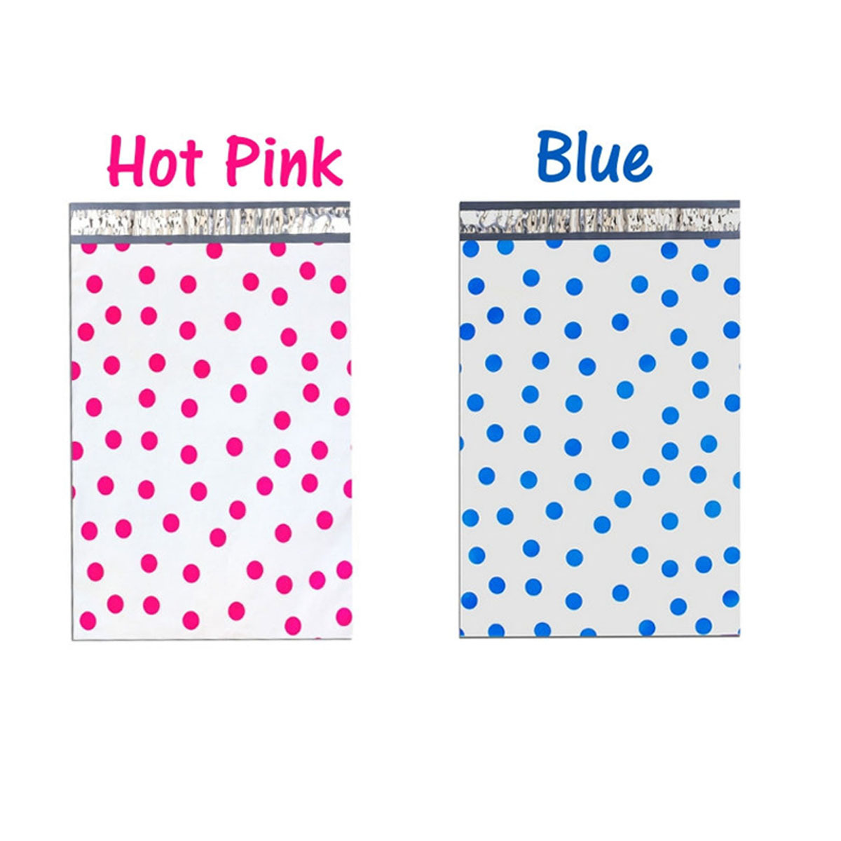 12″ x15″ All Color Exclusive Polka Dot FLAT POLY Mailers_w Kiss Lips Stickers