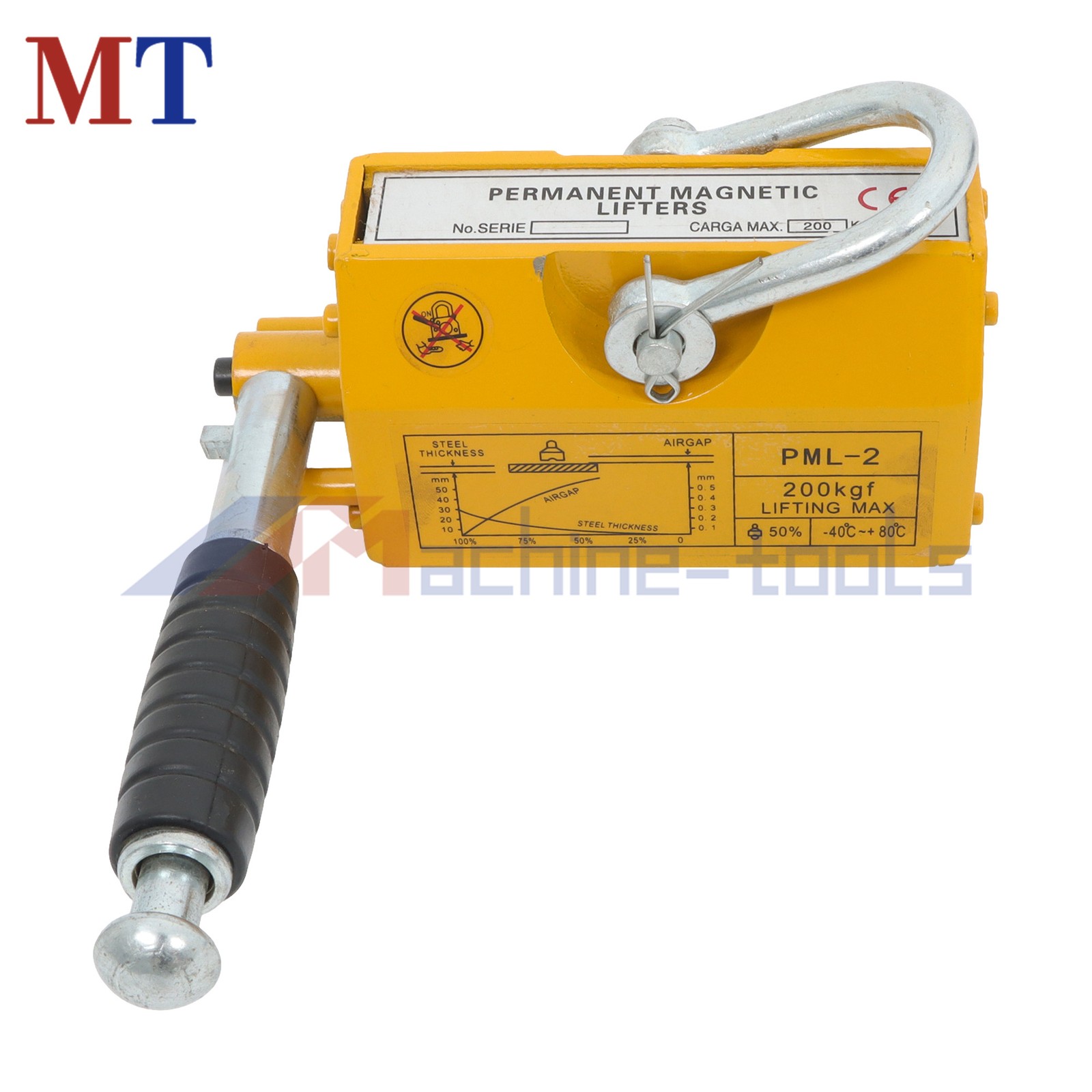 Permanent Magnetic Lifter 440 lbs/200 kg Capacity Yellow Lifting Magnet