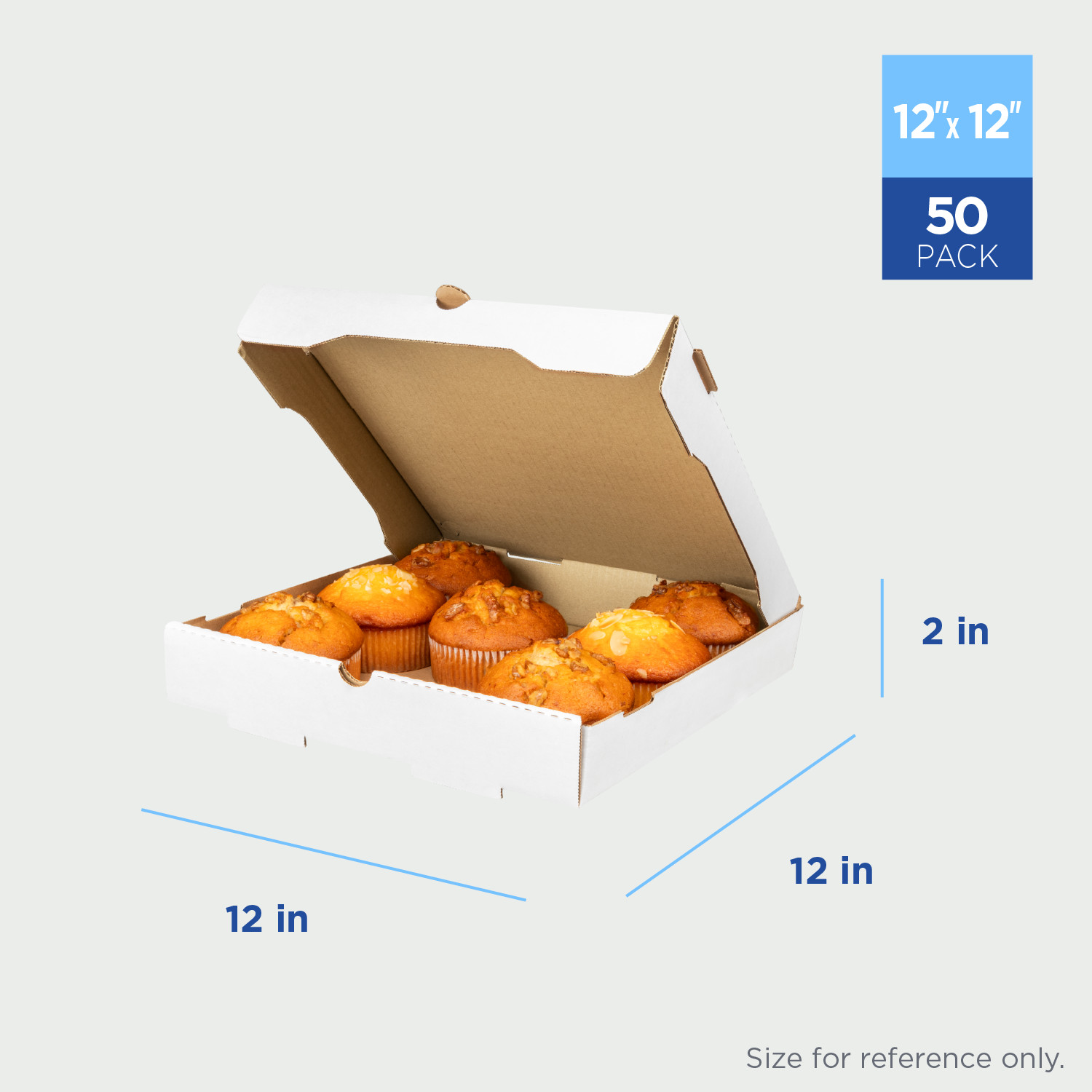 Karat Corrugated Pizza Box, 12”x12”x2”, White – 50 pcs, FP-PBF12W