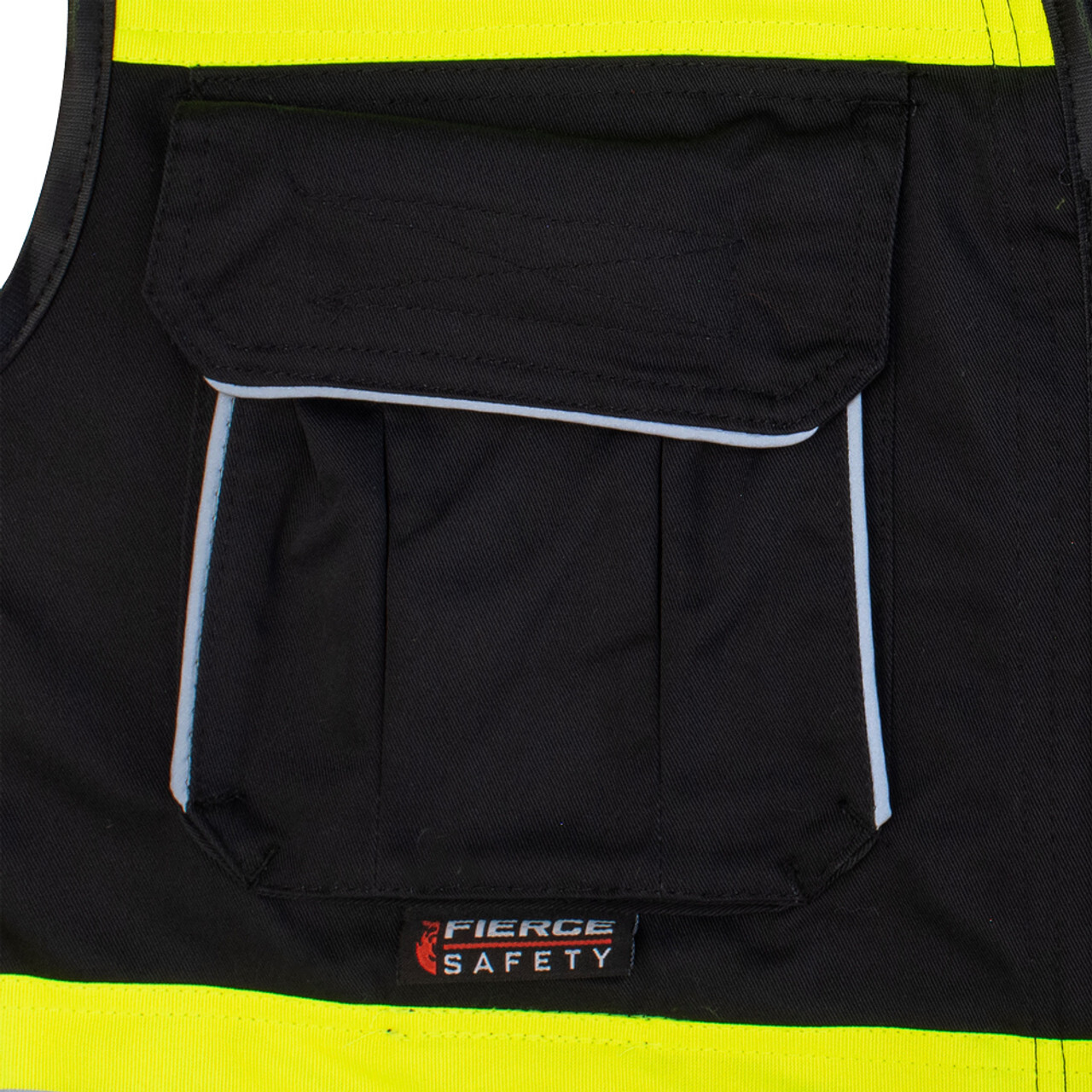 Fierce Safety SU500B Premium Surveyors Class 1 Black Vest with Tablet Pocket