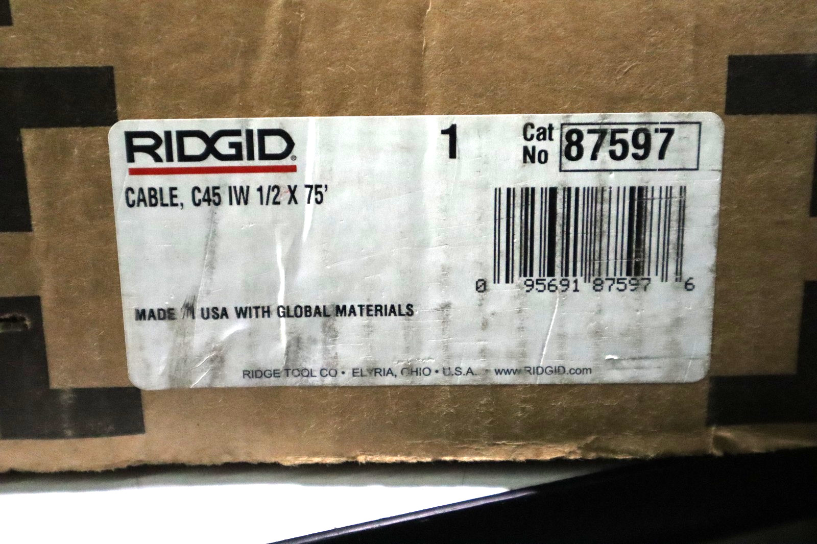 RIDGID 87597 1/2-Inch x 75-Feet C-45IW Solid Core Cable