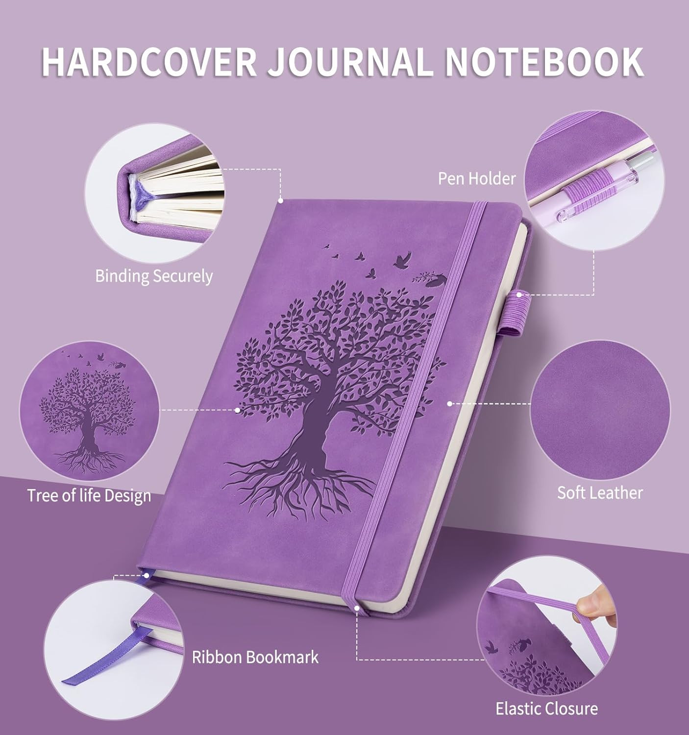 Lined Journal Notebook for Women Men, A5 Hardcover Leather Journals for Writing,