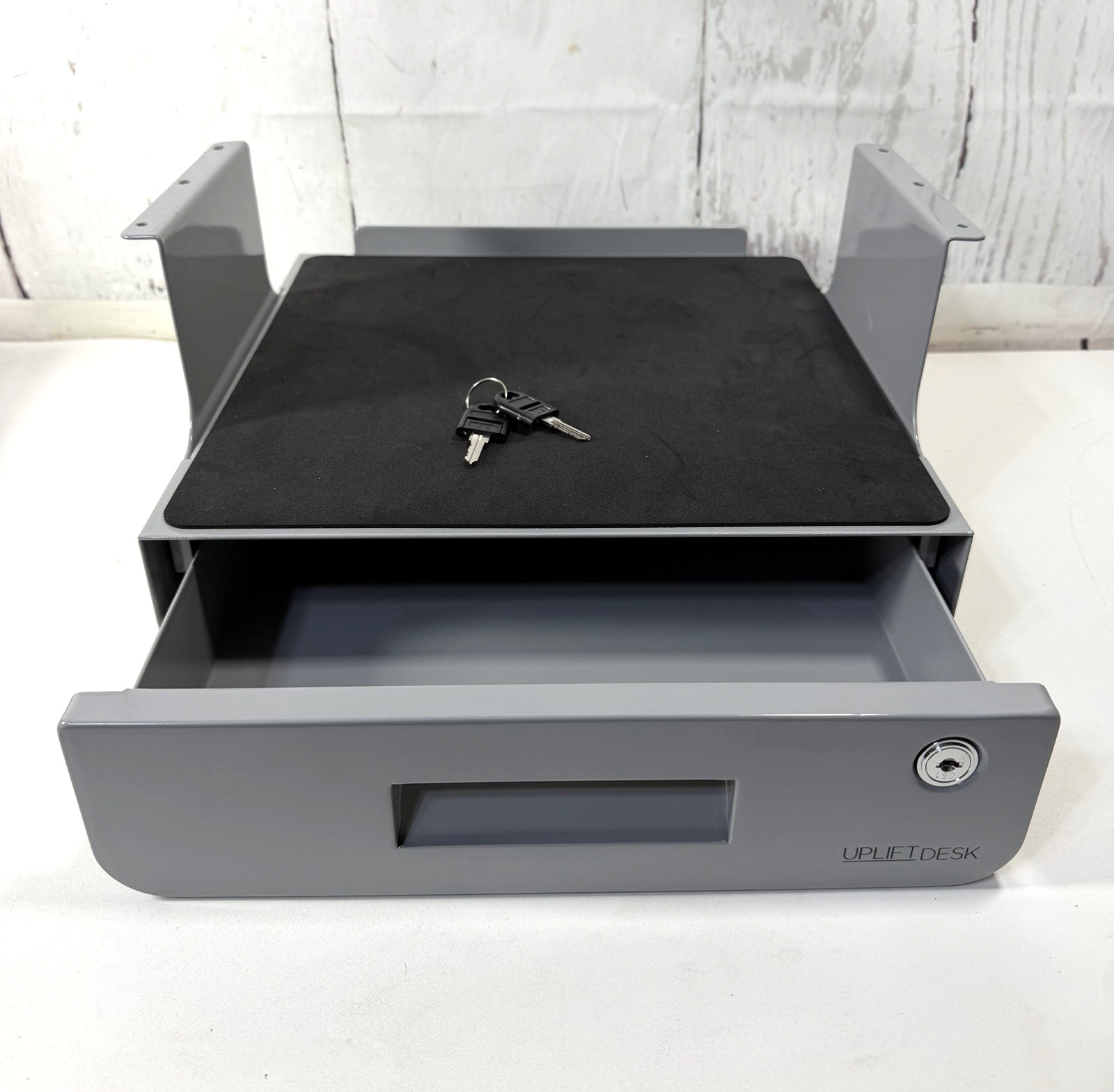 UPLIFT LOCKING UNDER DESK DRAWER WITH SHELF – GRAY – STR001