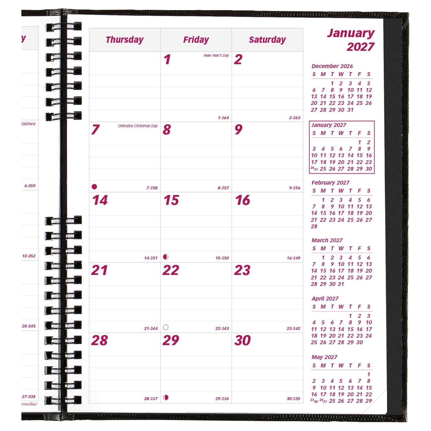 2025 Brownline CB1200C.BLK Monthly Planner, CoilPRO, Hard Cover, 8-7/8 x 7-1/8″