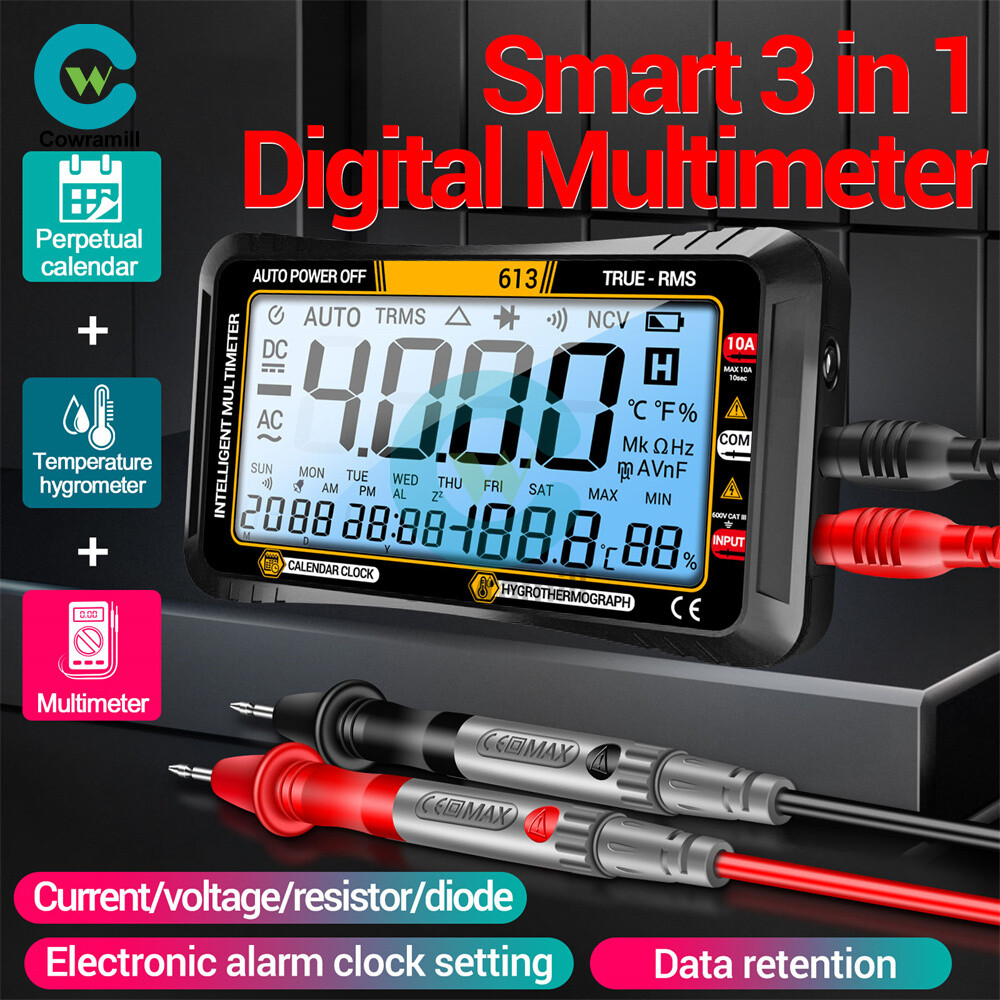 ANENG 612 613 AC/DC Digital Multimeter 4000Counts Calendar Temp Humidity Display