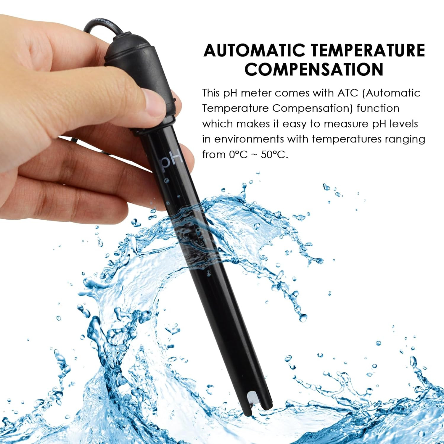 0-14 Ph Electrode Probe, Ph Meter with Replacement BNC Connector and 300Cm Cabl