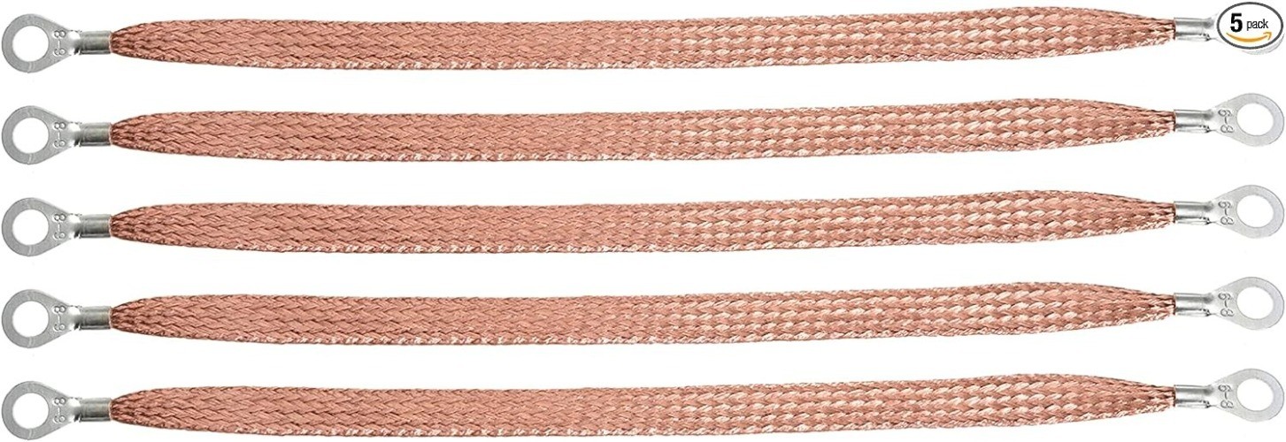 Heavy Duty Braided Copper Ground Strap, 11.8-Inch Length with Color: 5pcs 11.8