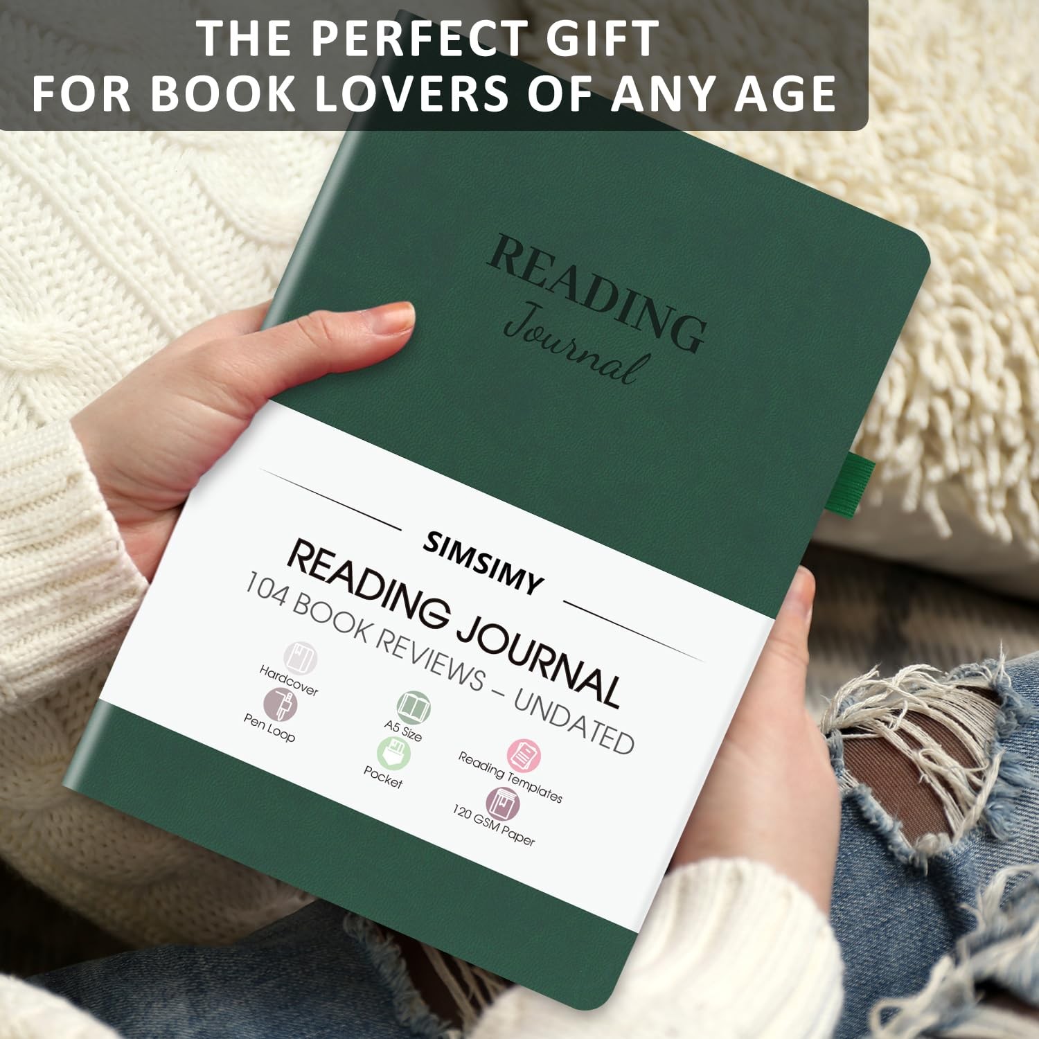 Dark Green A5 Reading Journal 104 Book Reviews Log Notebook Readers Gifts