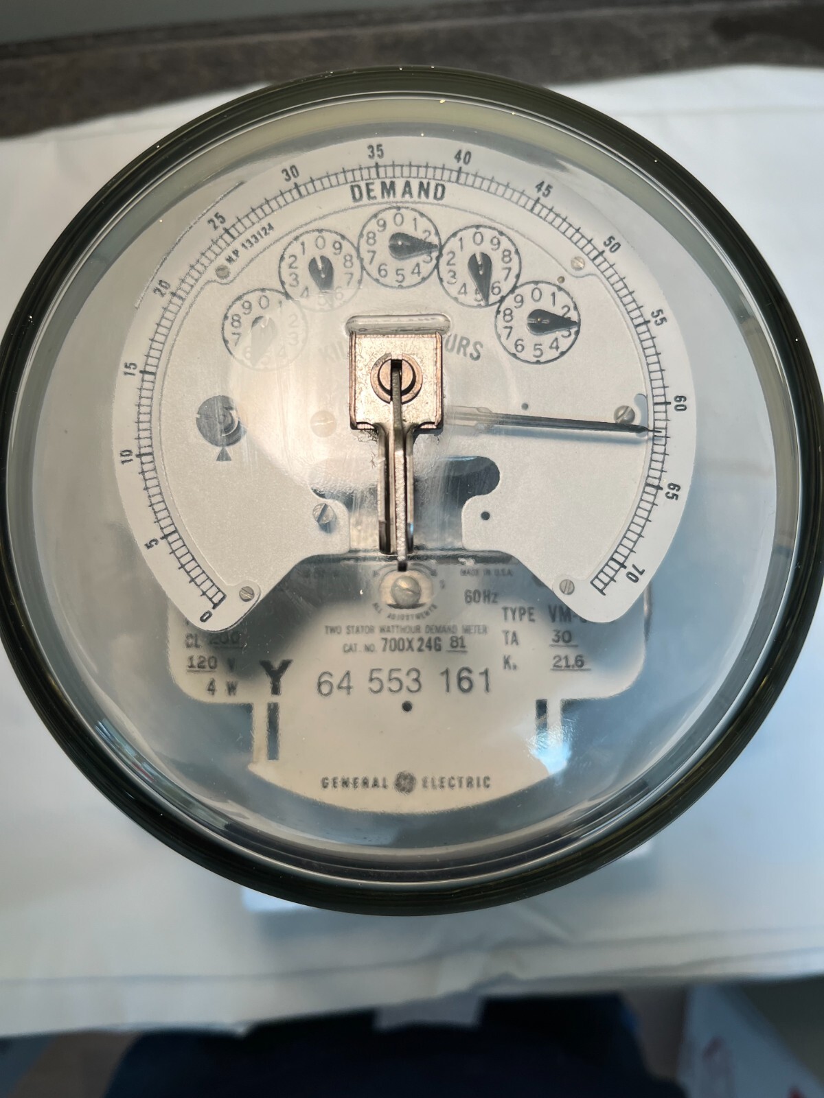 GE 700X 24G 81 Two Stator Watthour Demand Meter VM-65-S Class 200 240V 4 Wire