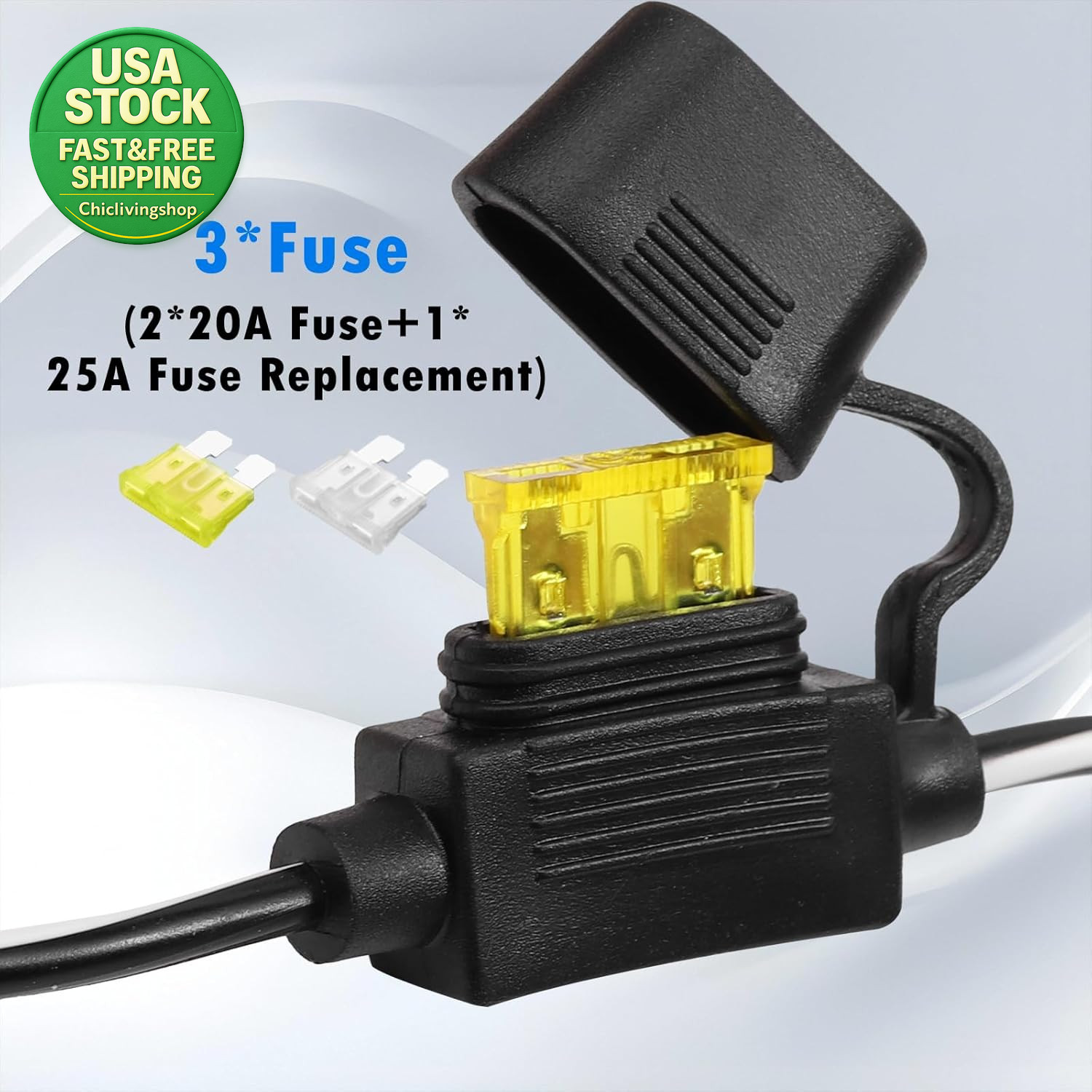 4.9FT 14AWG Battery Alligator Clip to SAE Connector Extension Cable with Fuse