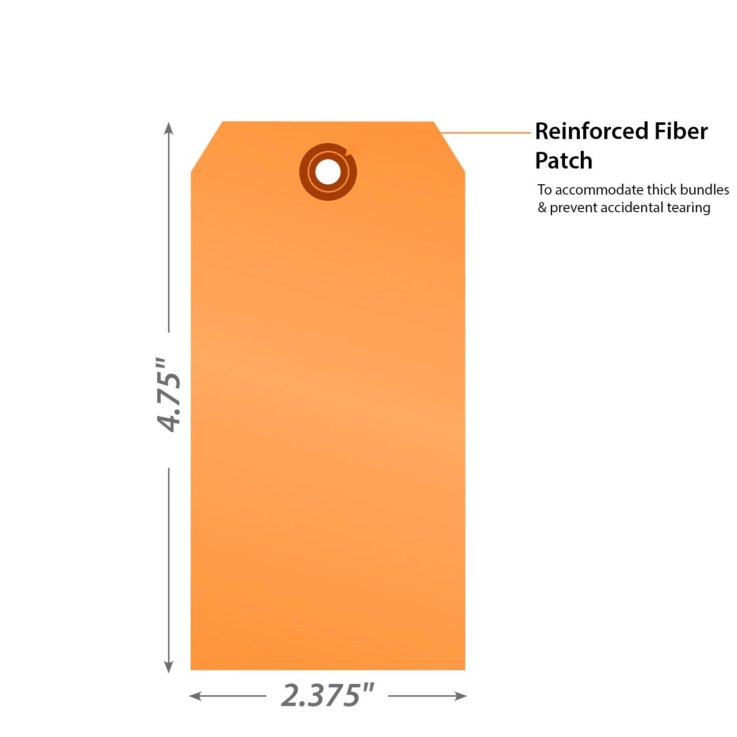 100-Pack Size#5 Fluorescent Orange Blank Tags 4.75×2.375in Pre-Punched Hole